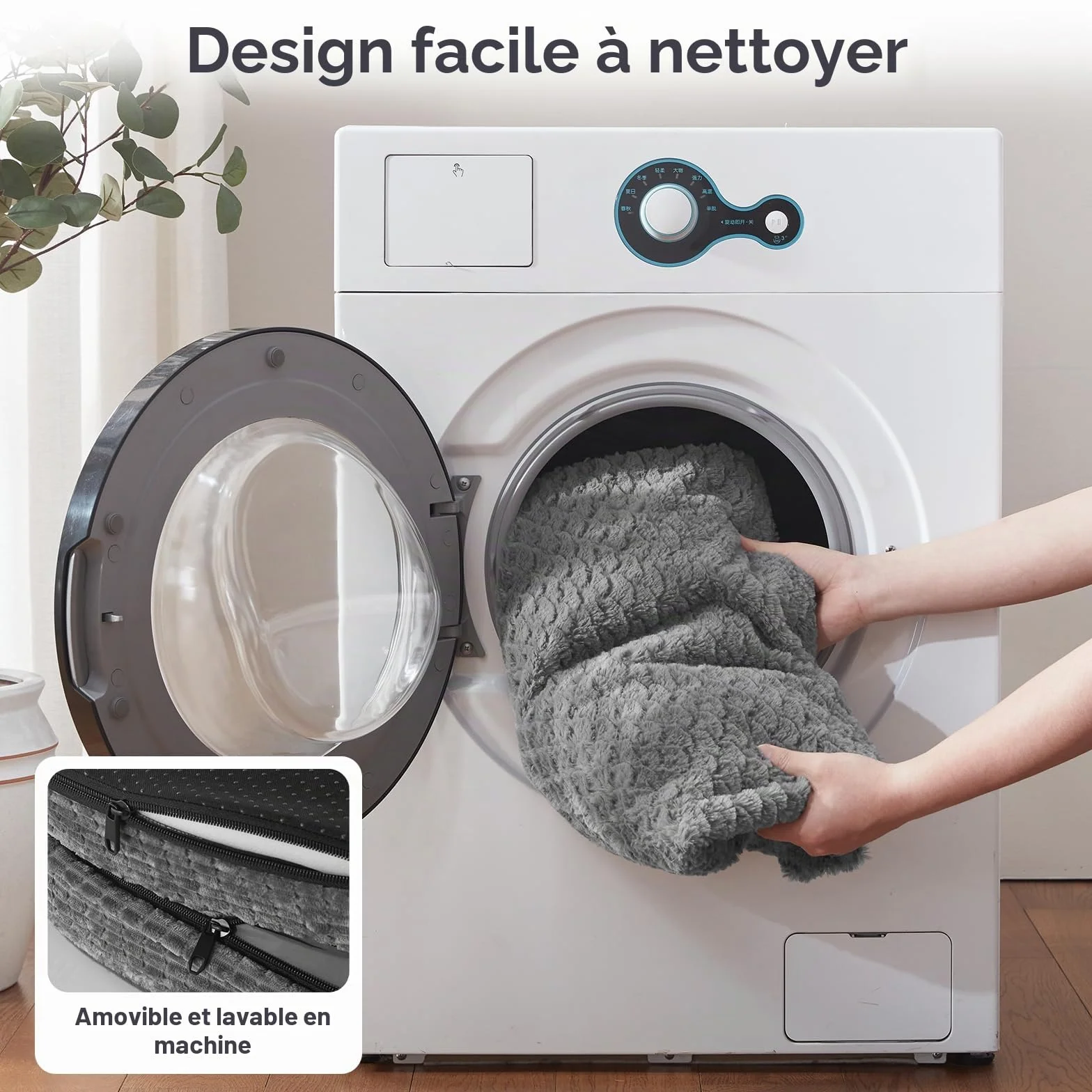 Lit pour Chien Orthopedique et Dehoussable, Coussin Memoire de Forme Canapé Chiens Imperméable, 89x63x18 cm
