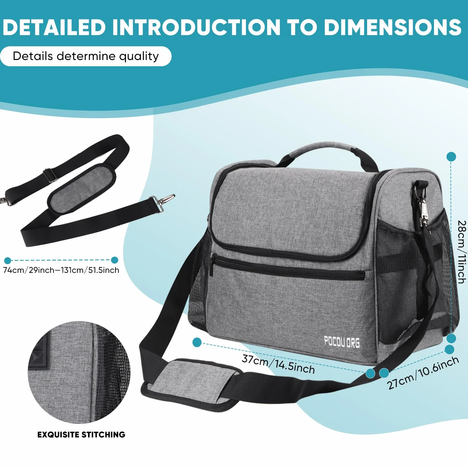Sac de Transport pour Fournitures de toilettage pour Animaux de Compagnie – Compatible avec l'aspirateur de toilettage Oneisall/Neabot, Grande capacité – Sac Uniquement (Gris)