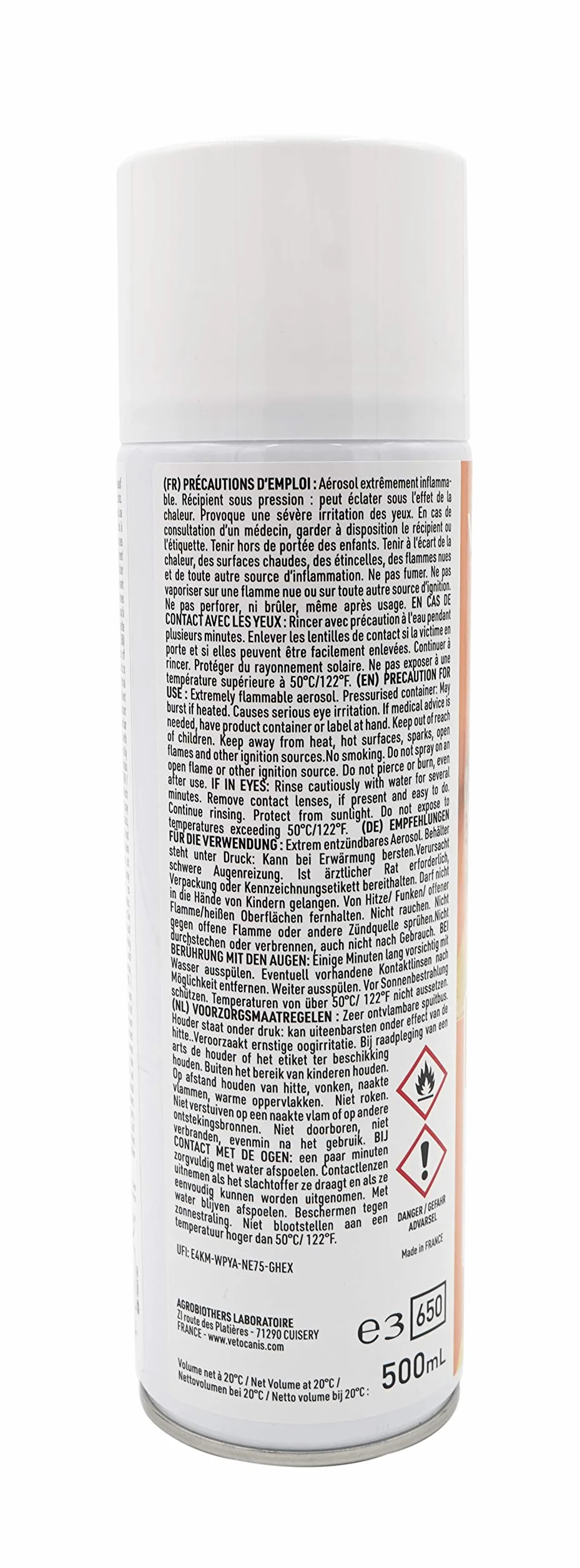 Vetocanis Spray Répulsif Chat et Chien 500 ml Protection Intérieur Extérieur Fabrication Française