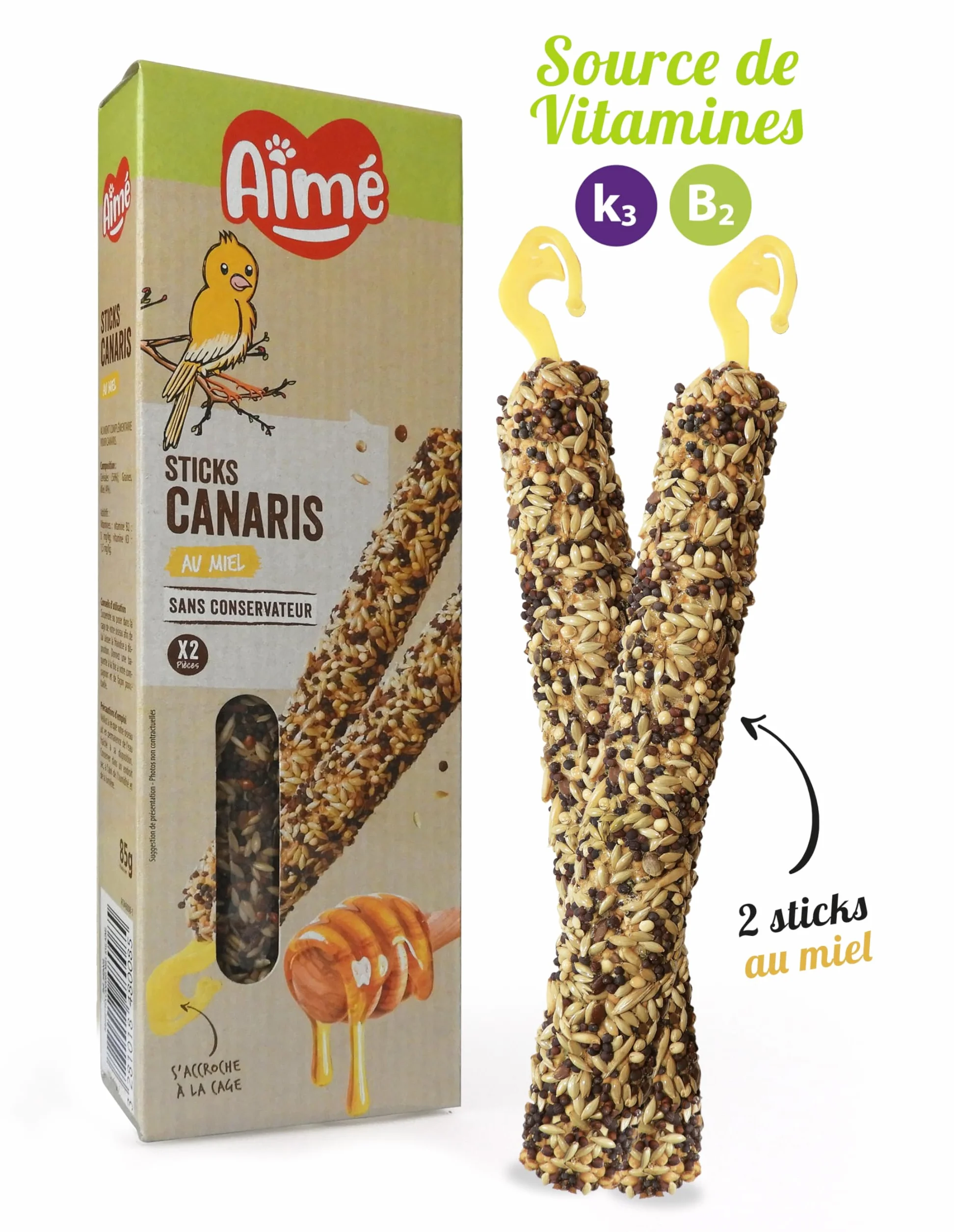 Aime Baguettes au Miel pour Canaris 2 Baguettes Croustillantes