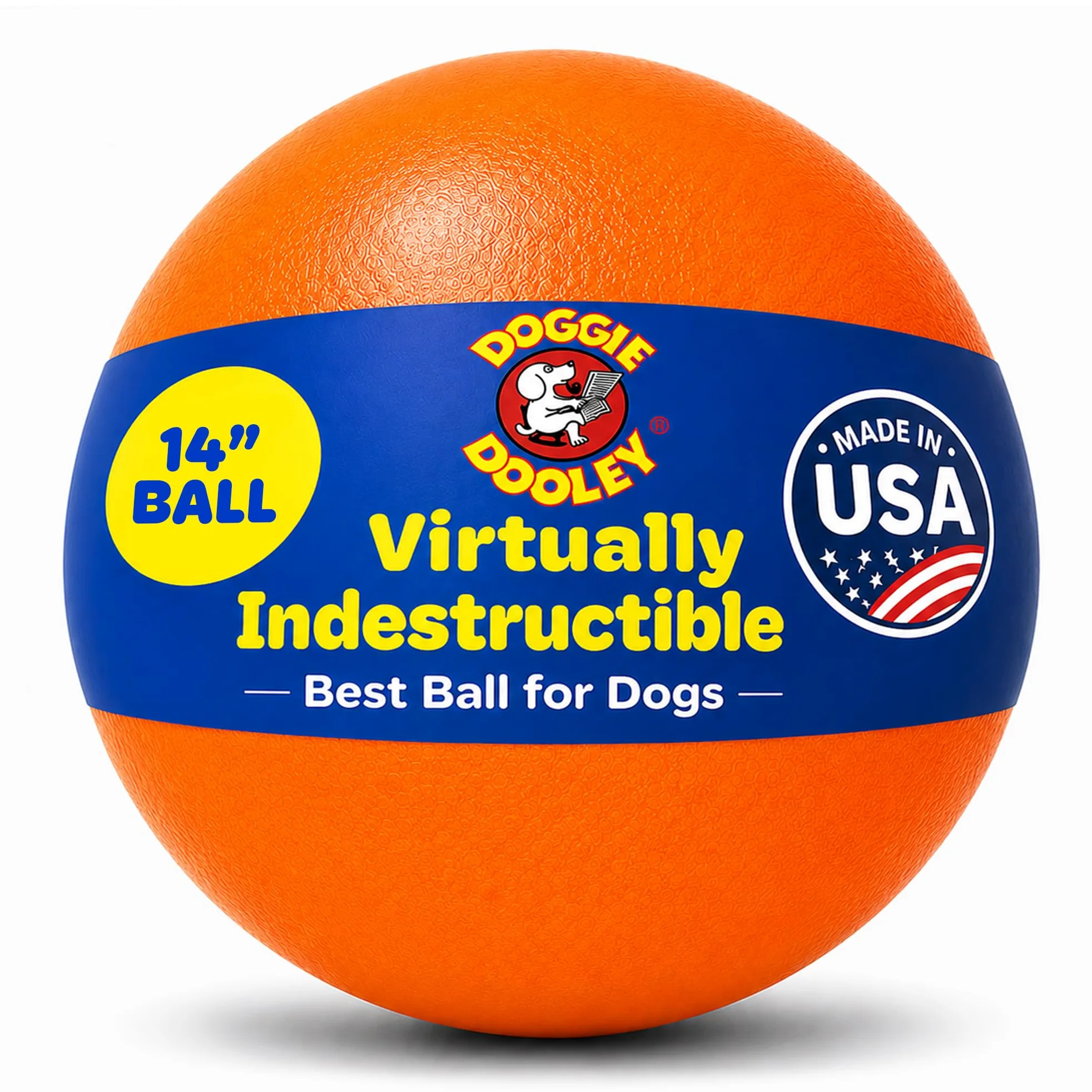 Doggie Dooley Balle pour chien pratiquement indestructible – Jouet interactif en plastique dur de 35,6 cm pour grandes races de plus de 200 kg – Conçu pour le troupeau et le jeu – Flotte dans l'eau