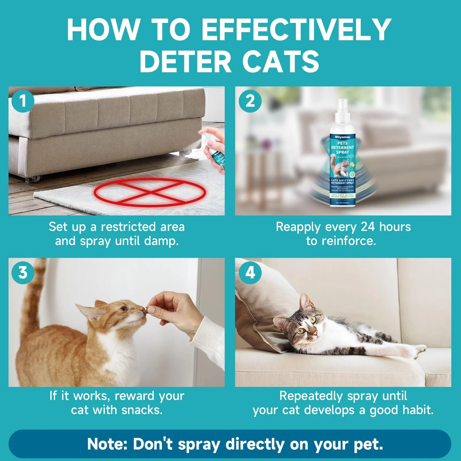 Spray Répulsif pour Chat, Anti Griffure, Intérieur et Extérieur, 200ml