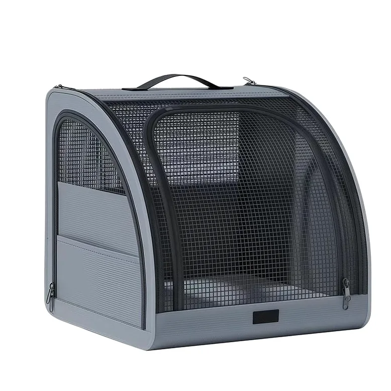 Cage de Transport Chien pour VW T-Roc/T-Cross/Multivan, Caisse Chien Voiture Coffre Siège Arrière, Tissu Oxford Respirant 3 Portes Éclair d'Habitacle,Grey