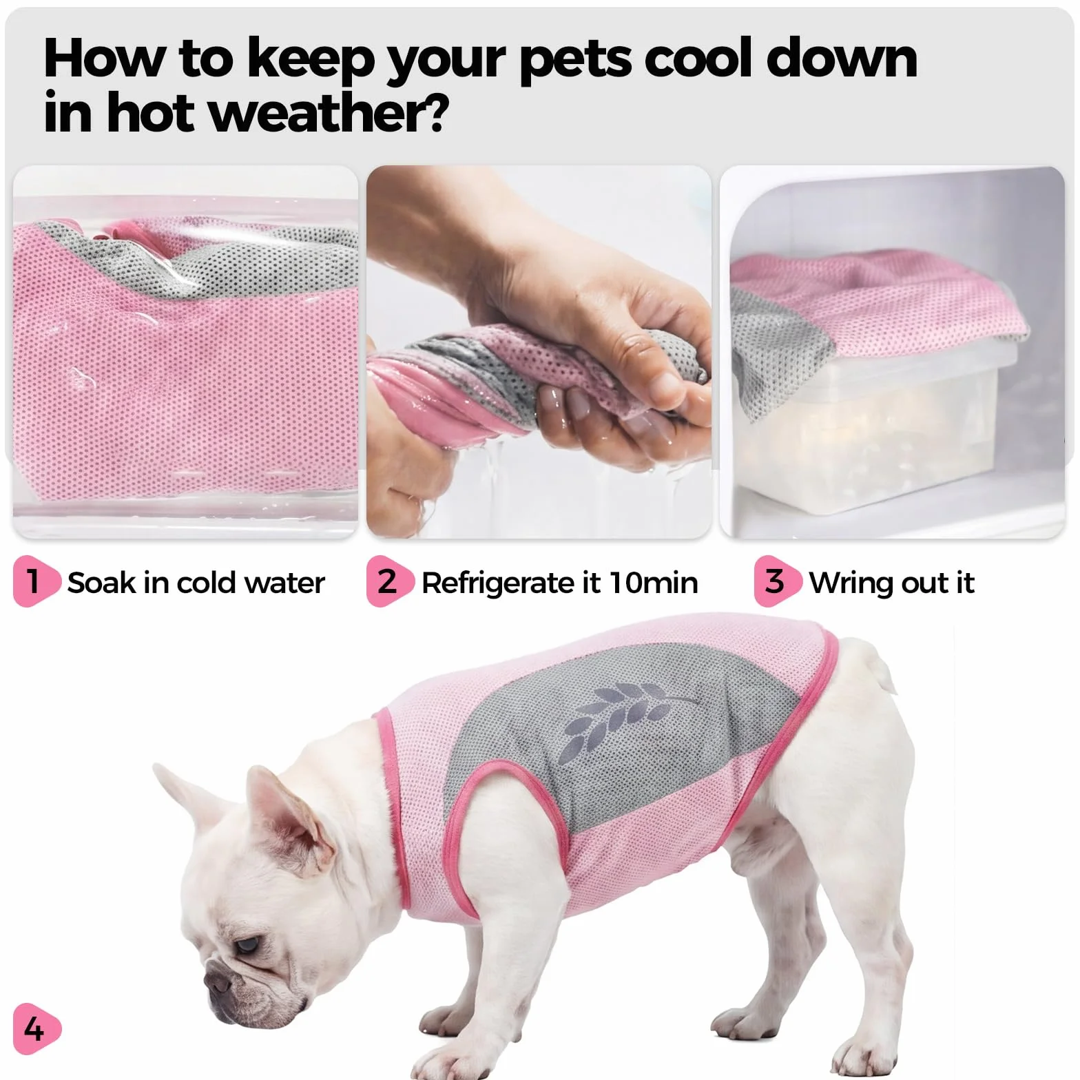 T-Shirt Rafraîchissant Chien Manteau Fraicheur Chien Gilet Fraicheur Dog Cooling Jacket Rose 9XL