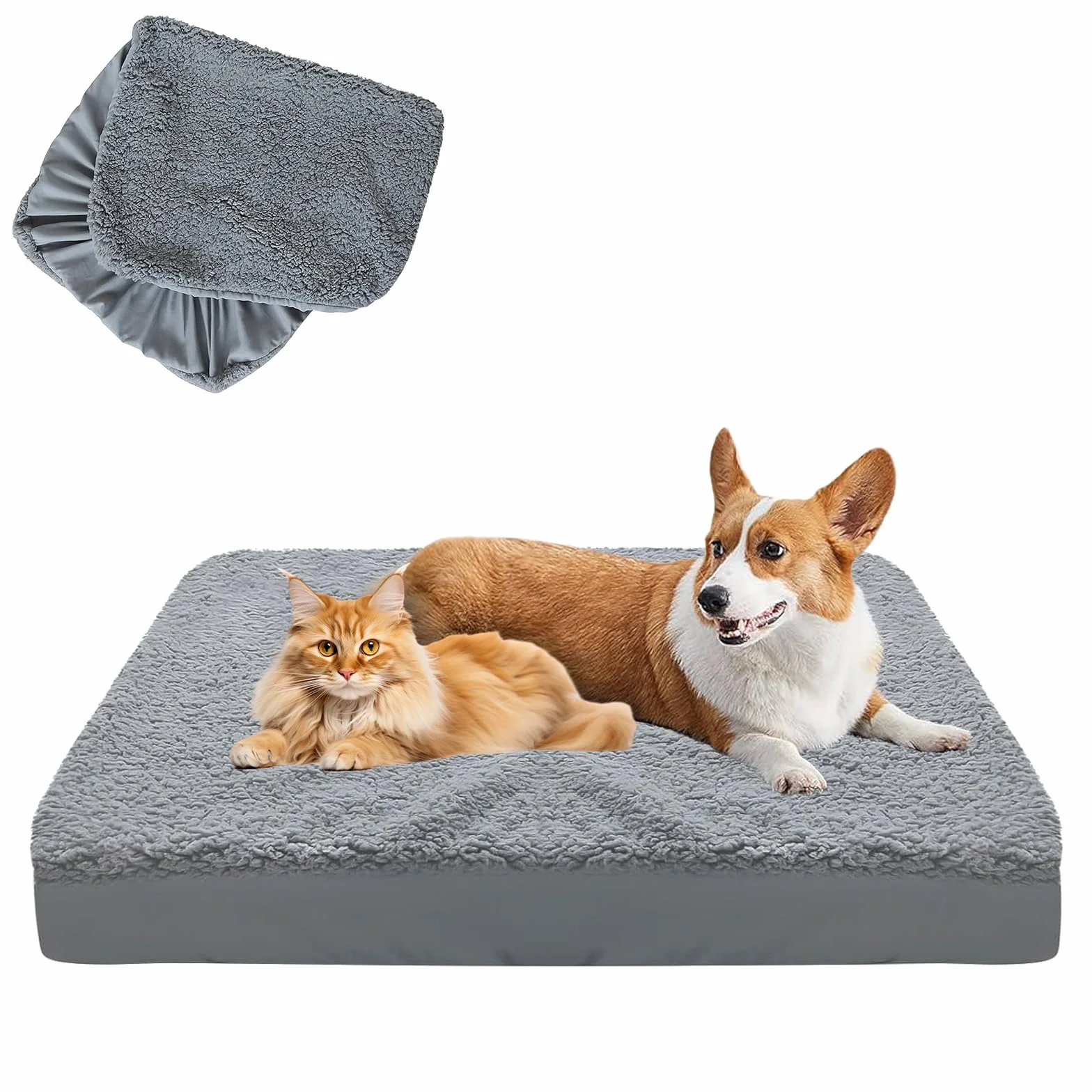 Housses pour lits pour chien, housse de rechange en tissu éponge et daim, 91 x 68 cm