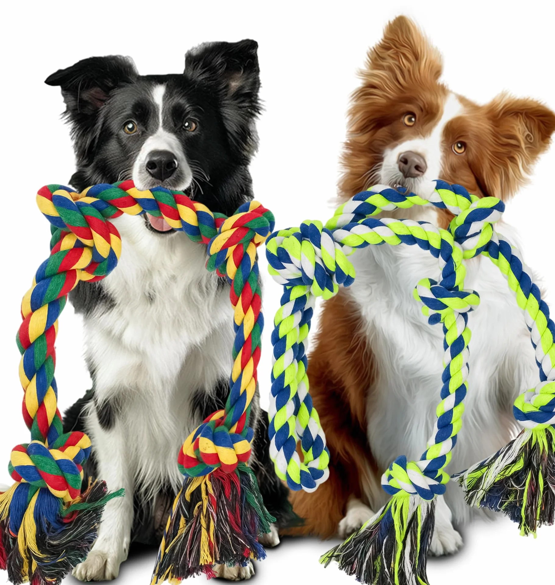 Jouet en Corde pour Chien Grande Taille 2 Pièces 100% Coton pour Mâcheurs Agressifs