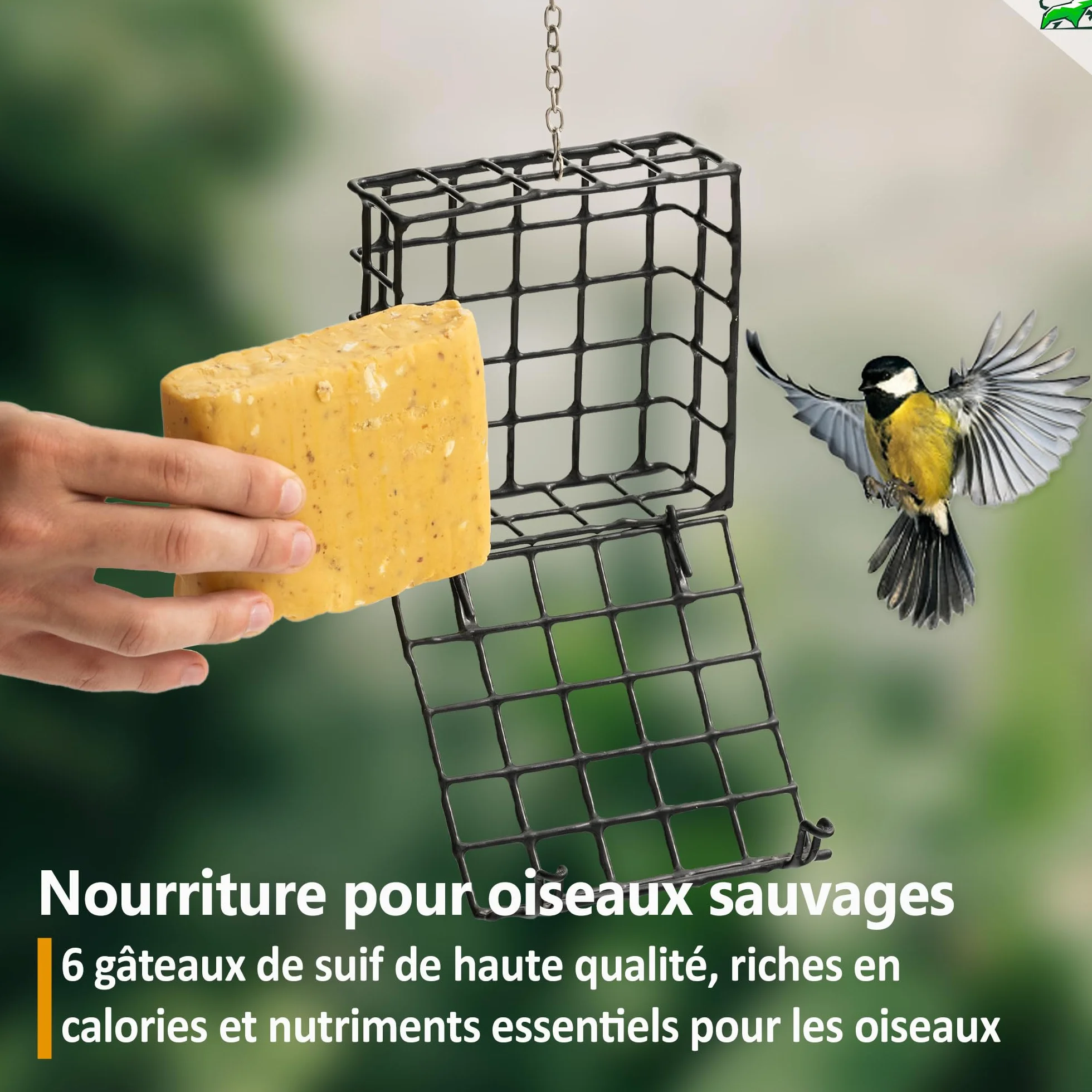 Mice&Co Gâteaux de Suif Naturels pour Oiseaux Sauvages - Nourriture Nutritive avec Graines de Millet et Cacahuètes, Blocs de Graisse Résistants pour Jardin, Pack 6 Unités