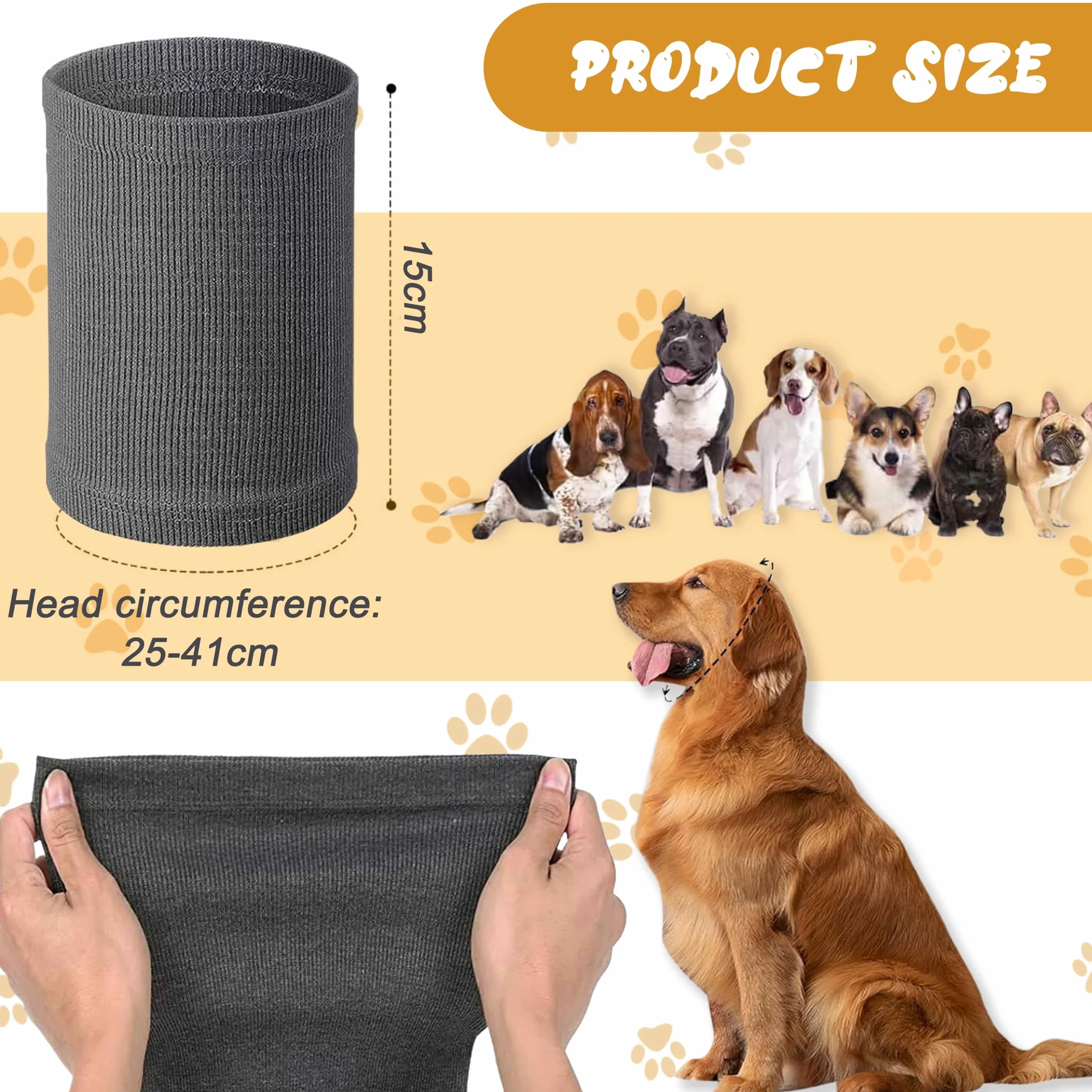 Cache-cou et Protège-Oreilles pour Chien - Réduit le Bruit et Calme les Animaux Domestiques - Confortable et Anti-Anxiété - Couvre-Tête pour l'Hiver - Taille S Gris