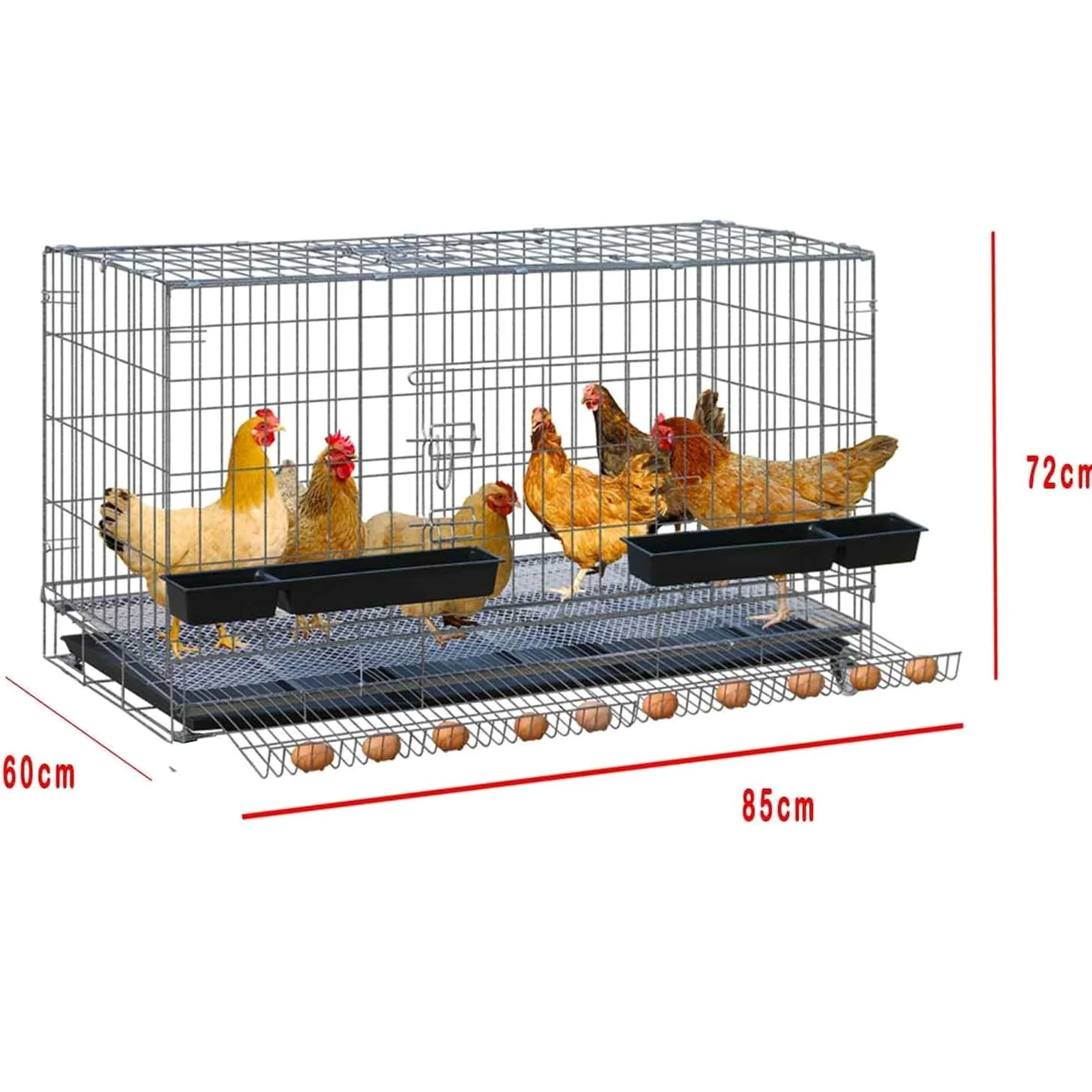 Cage à volaille pliable avec bac à ordures et récupérateur d'œufs, cages à poulet extérieur/intérieur, cage à poussins domestique, parc pour petits animaux avec serrure de porte (6 tailles) (couleur :