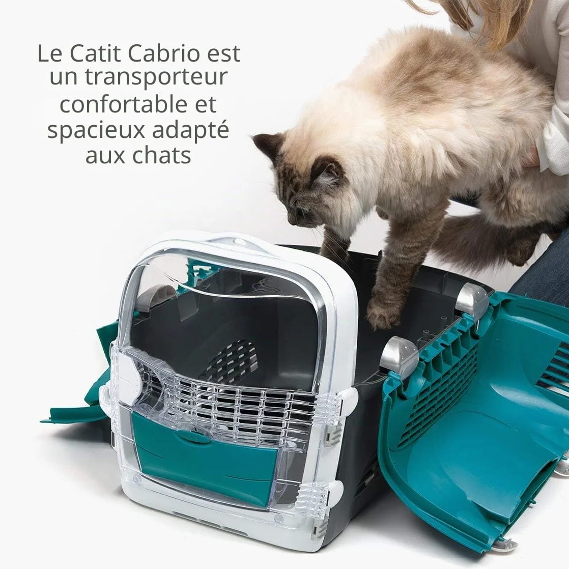 Catit Cage de Transport Cabrio pour Chat Turquoise