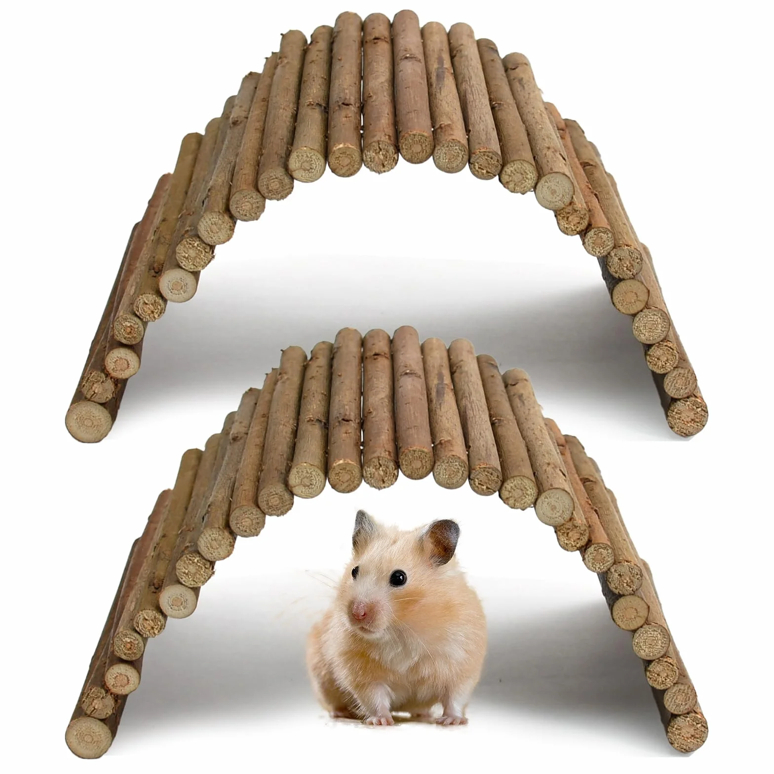 Accessoires Lapin Hamster en Bois Naturel, Pont Tunnel Flexible pour Rongeurs, Jouet pour Cage Lapin