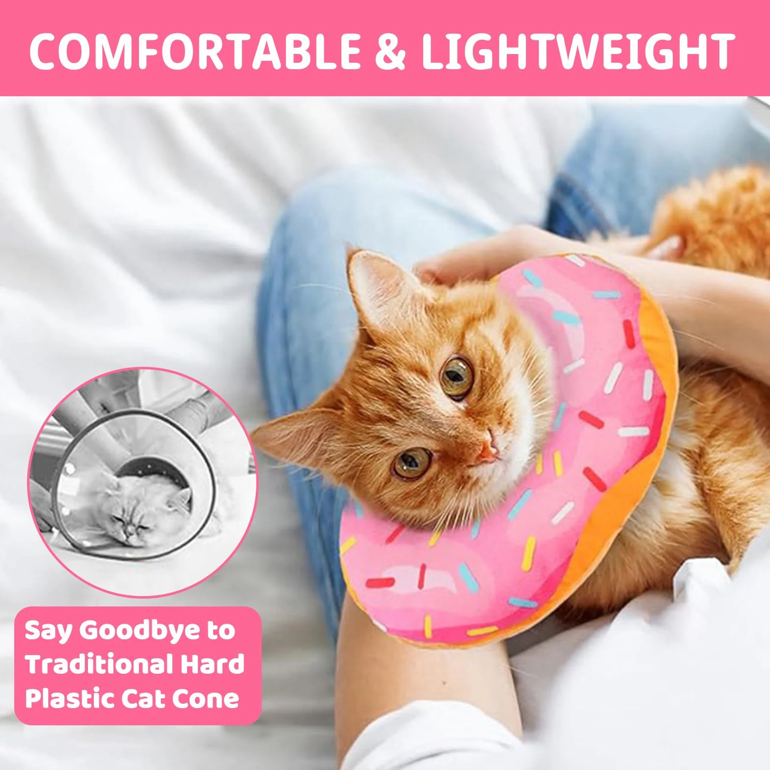 Collerette Chat en Coton Suédé Respirant Anti-Lechage Anti-Grattage Souple pour Chiens et Chats