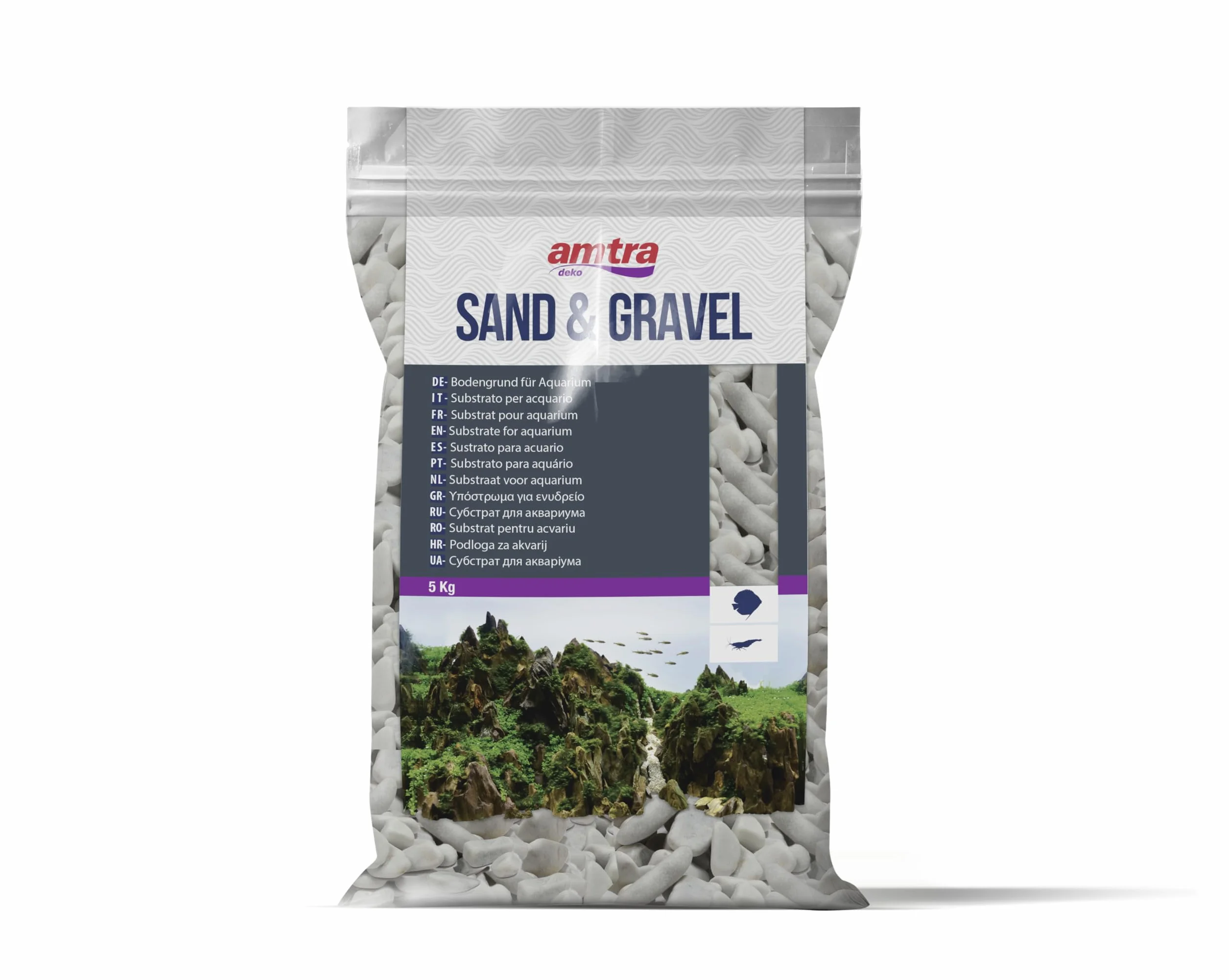 Amtra Pebble Décoration Aquariophilie Blanc 2-4 cm 5 kg
