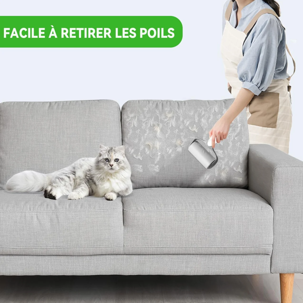 Rouleau Adhésif pour Poils d'Animaux 5 Recharges 300 Feuilles - Élimine Poils Chien Chat sur Vêtements Canapé