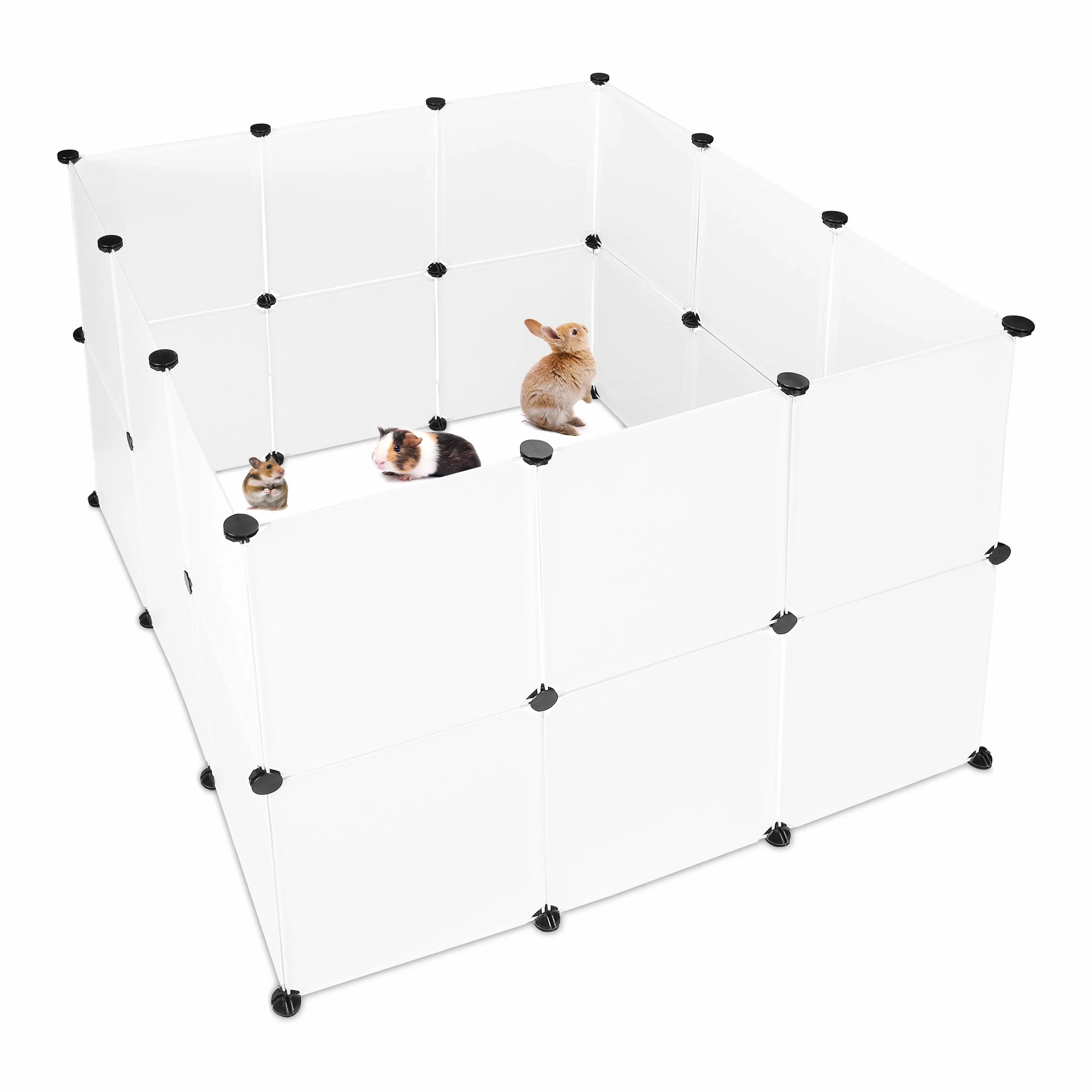 Relaxdays Enclos pour Petits Animaux Domestiques Plastique DIY Parc Extensible Cage Clapier Pack de 24, Blanc