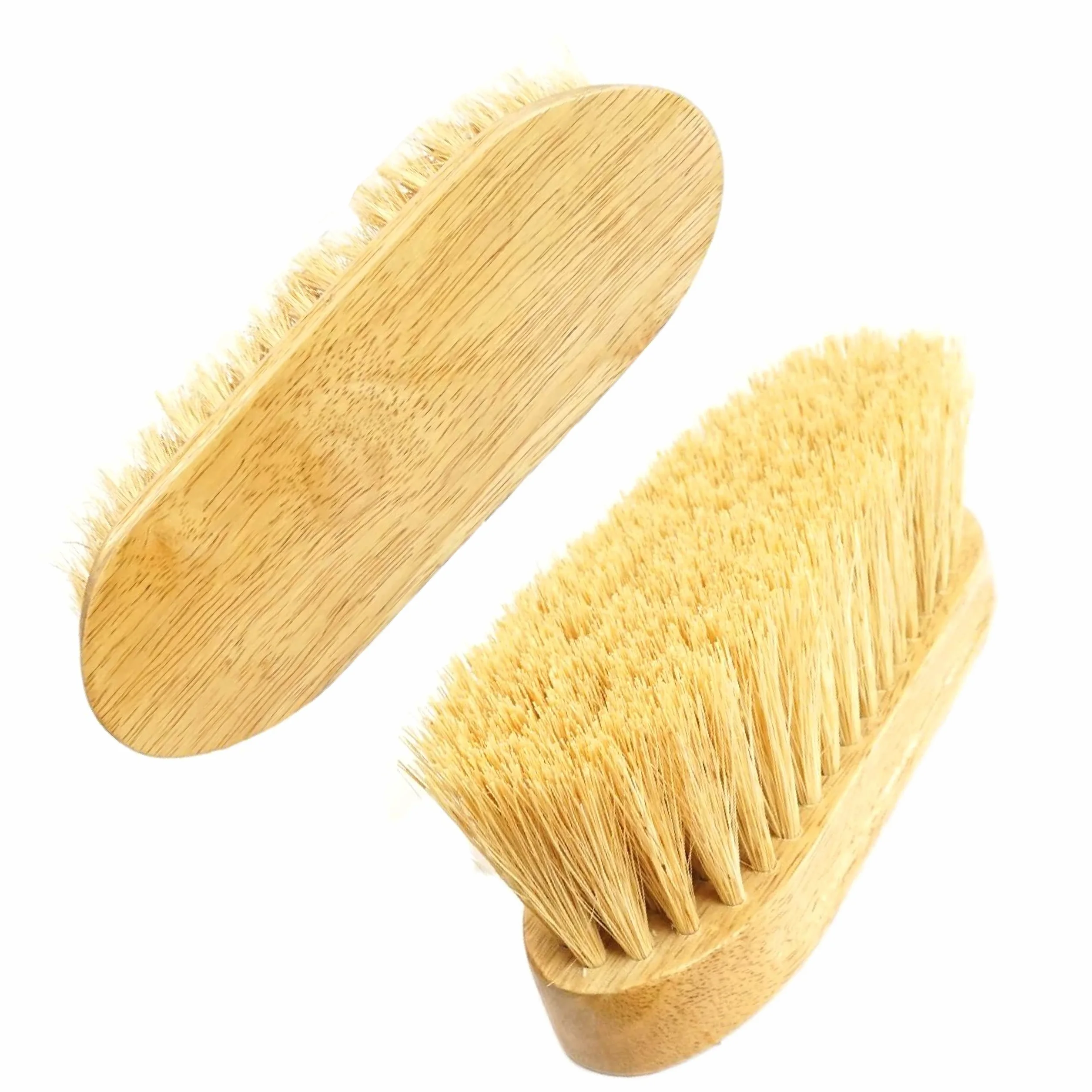 Brosse à racines pour cheval avec dos en bois et poils longs, stable et robuste