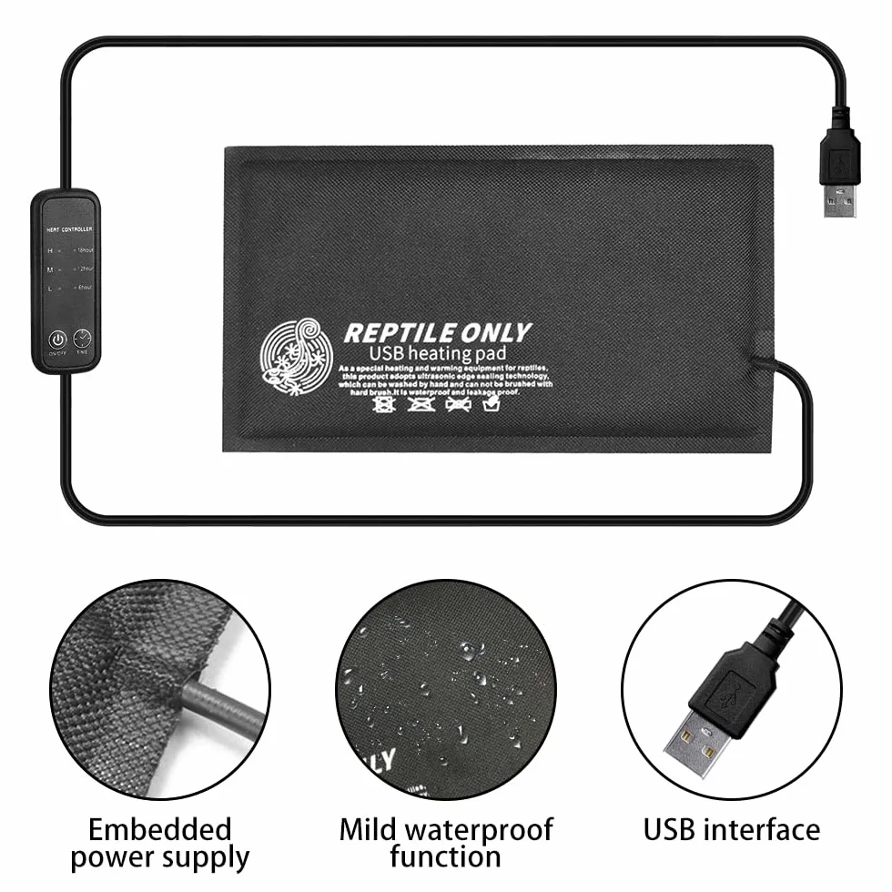 DONGKER Coussin Chauffant pour Reptile, Contrôle de Synchronisation USB Terrarium Chauffe-réservoir