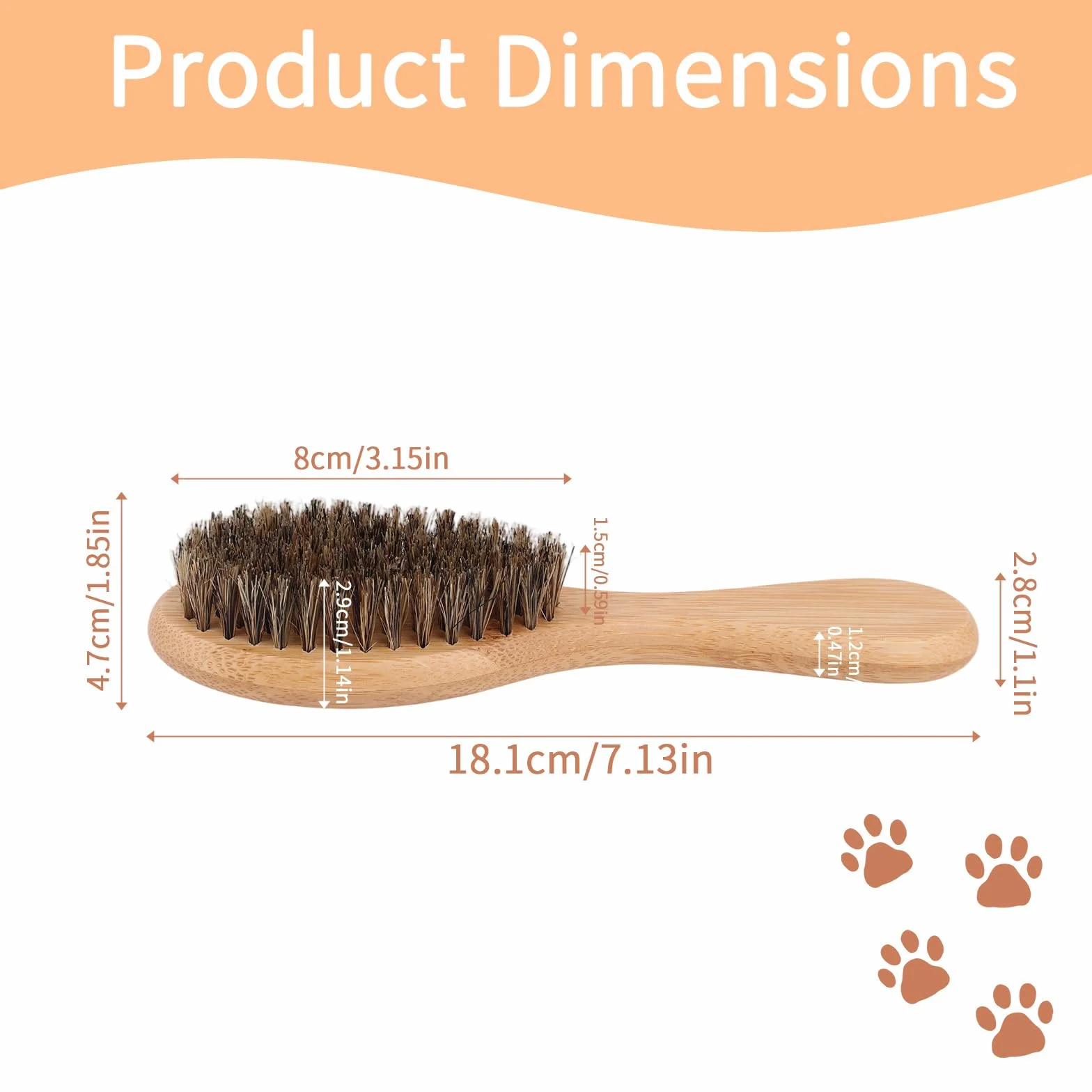 Brosse à Poils Souples pour Chiens et Chats, Poils Sanglier Brosse Ramasse avec Manche en Bois