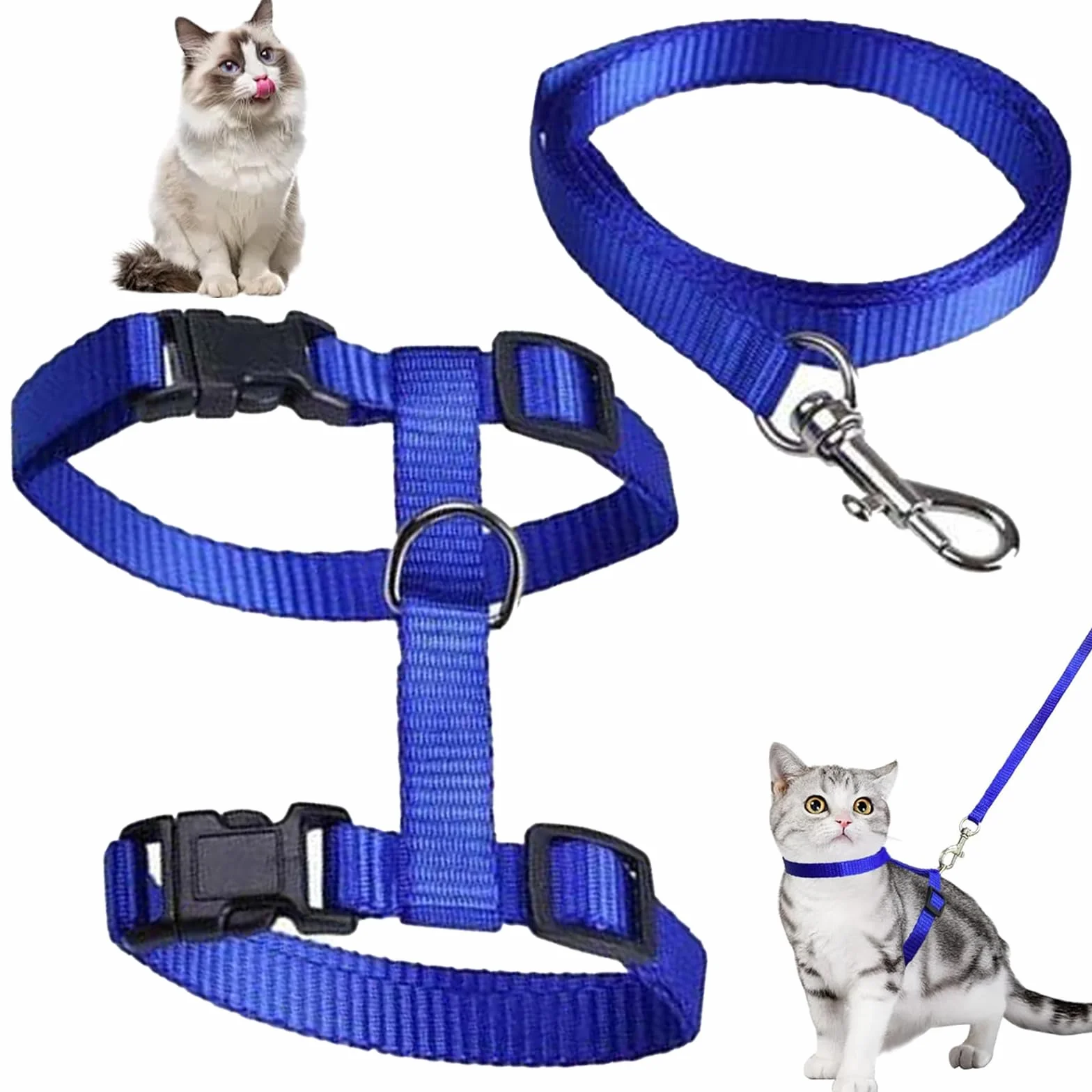 Harnais Doux pour Chat Réglable avec Boucle de Sécurité Anti-Fuite