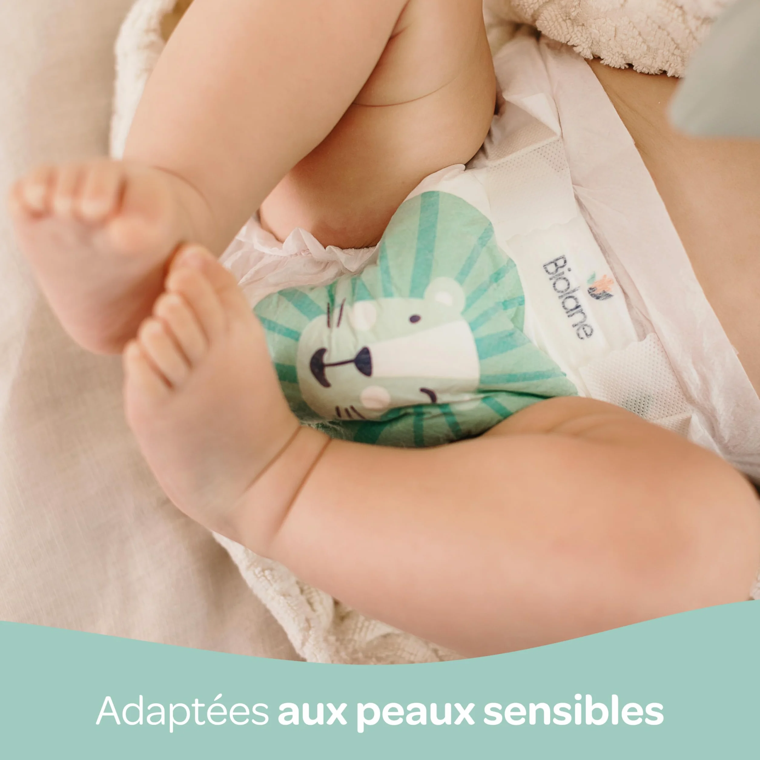 BIOLANE Couches Bébé Taille 4 (7-18 kg) Peaux Sensibles Ultra-Absorbant Pack 144 Couches Fabriqué en France