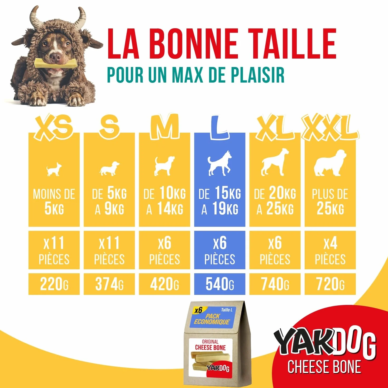 Bâtonnets Fromage pour Chien Friandises à Mâcher Longue Durée 100% Naturel Himalaya Fabriqué en Belgique Taille L Lot de 6