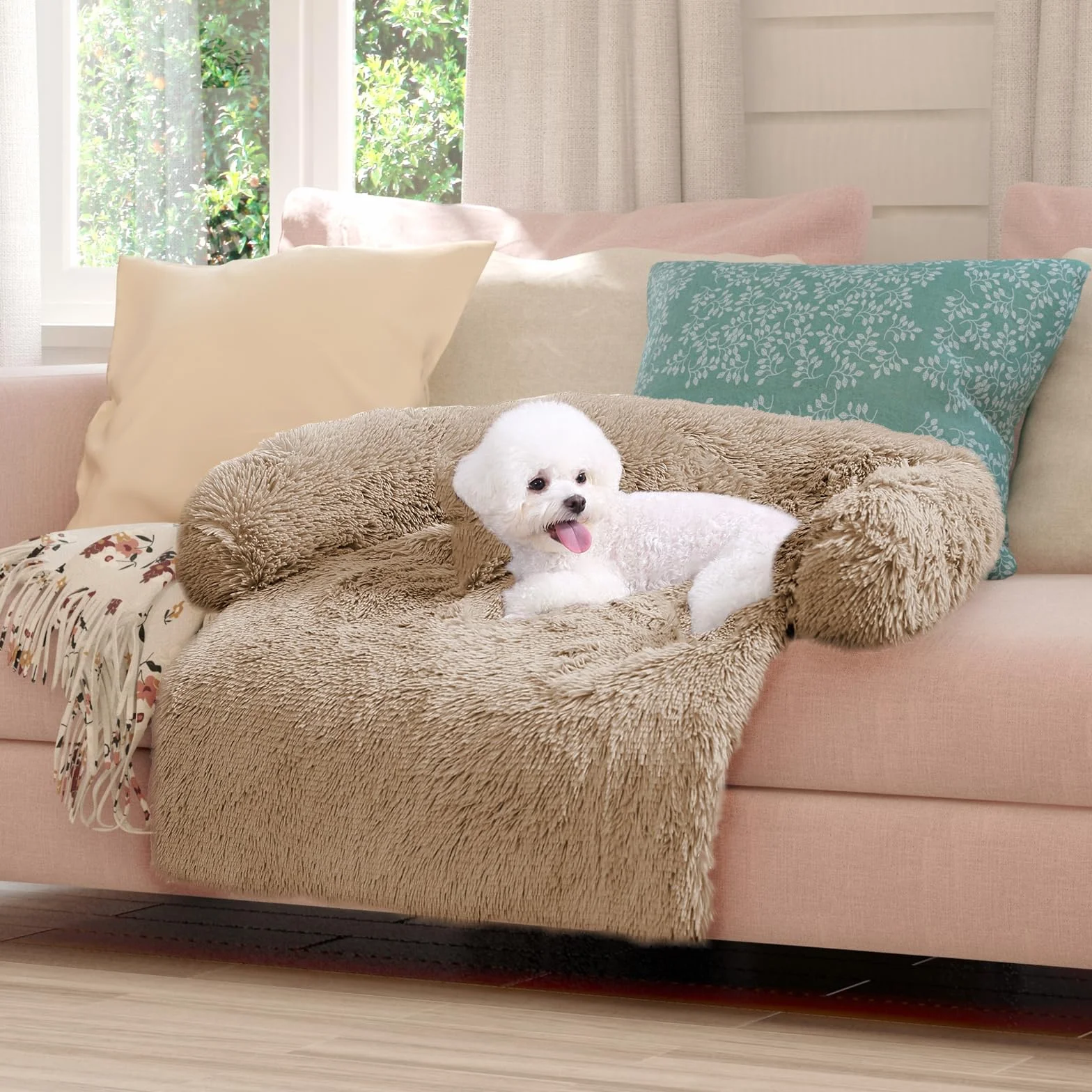ANWA Housse de canapé pour chien en peluche douce lavable