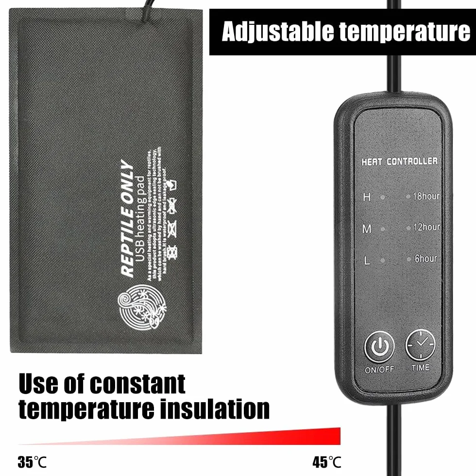 DONGKER Coussin Chauffant pour Reptile, Contrôle de Synchronisation USB Terrarium Chauffe-réservoir