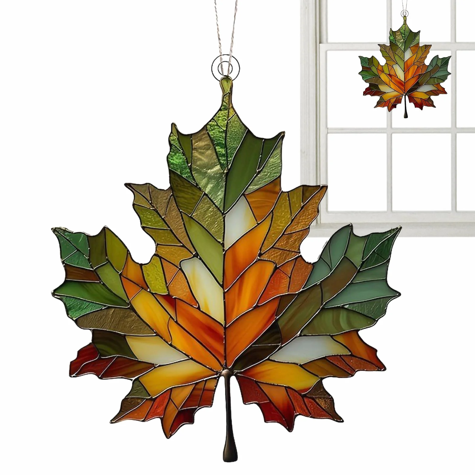 Ornements de feuilles teintées Décoration murale en feuilles d'automne acrylique