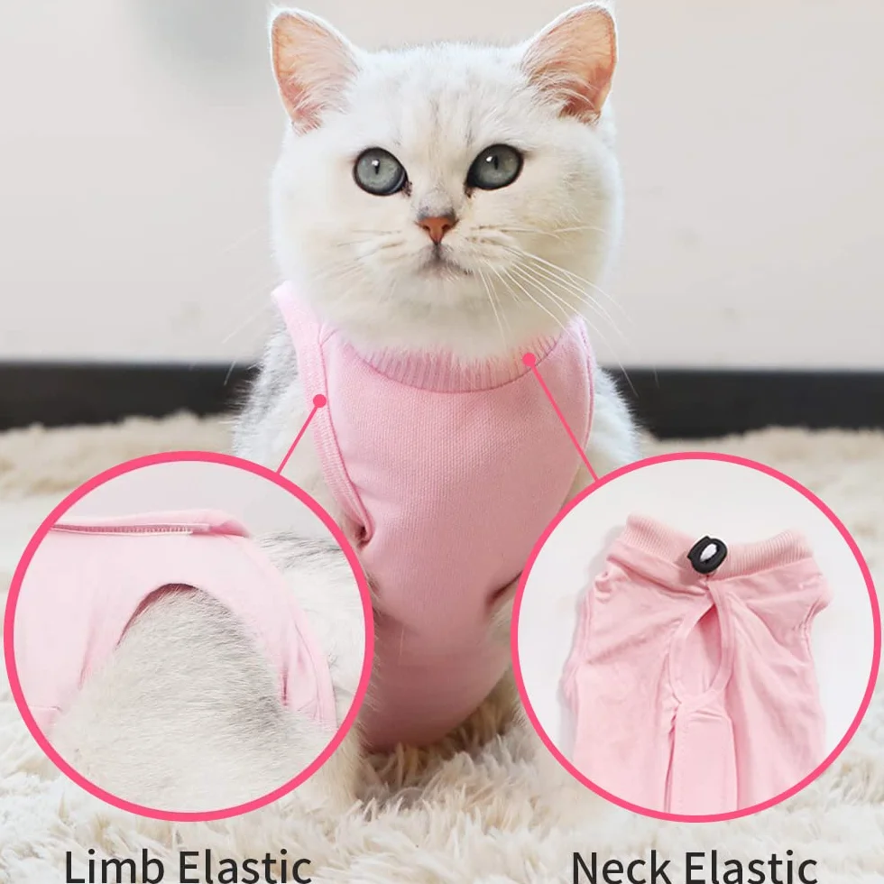 Gilet de Récupération Chat Chien Combinaison Récupération Animaux Plaies Abdominales Rosa M