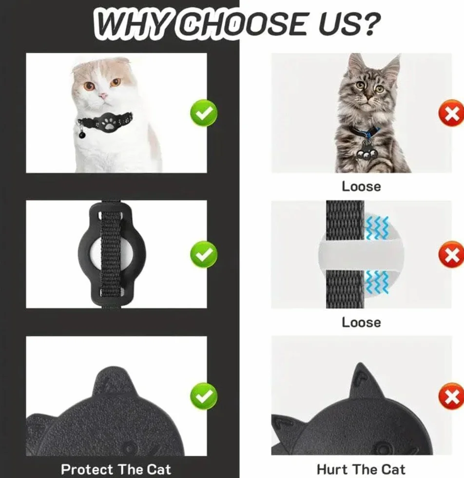 Collier GPS Chat sans Abonnement Traceur Animaux Localisation Temps Réel Étanche Léger Ajustable 19-32 cm Noir