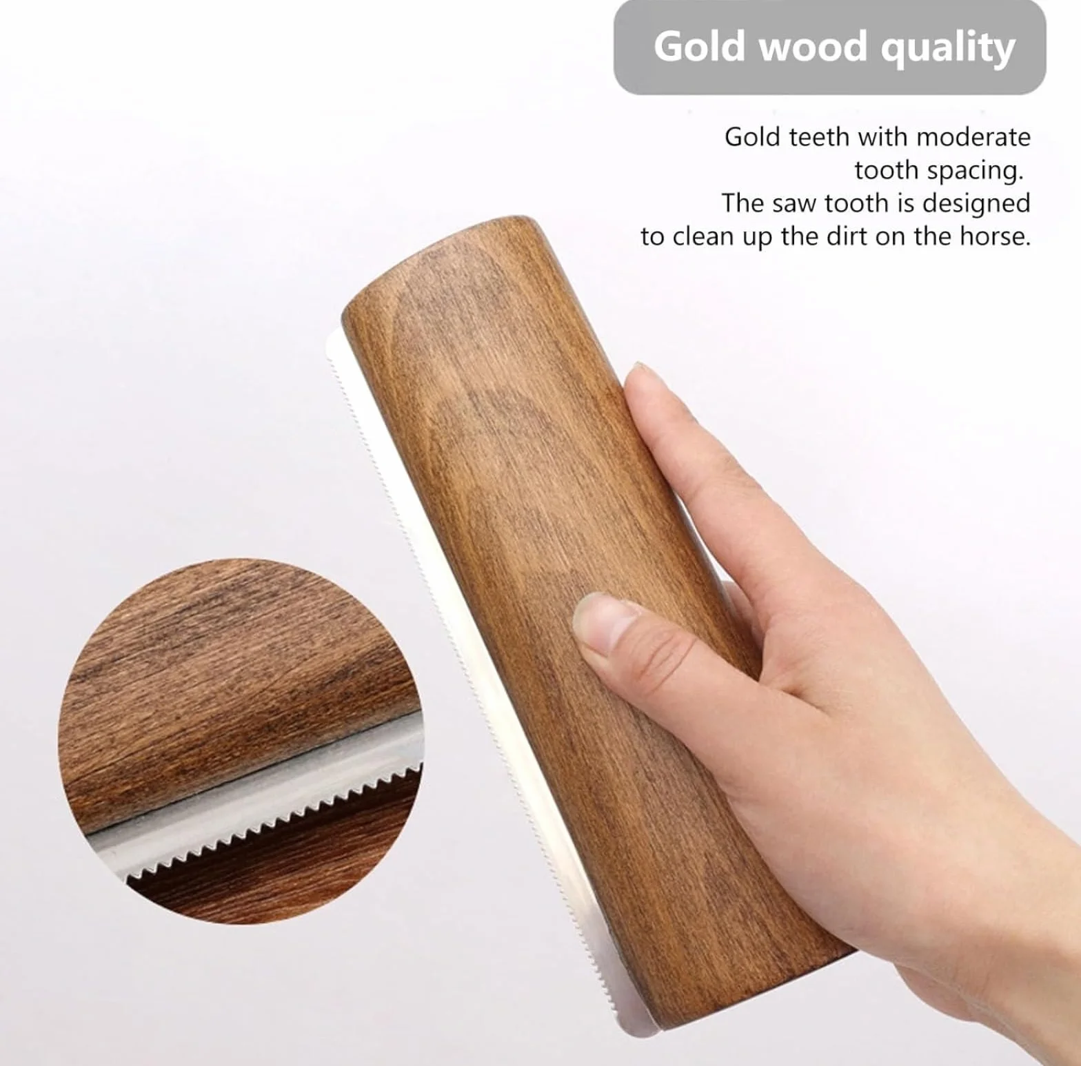 Brosse à excrétion de chevaux avec poignée en bois Brosse à poils de cheval Outil de toilettage pour chien chatte