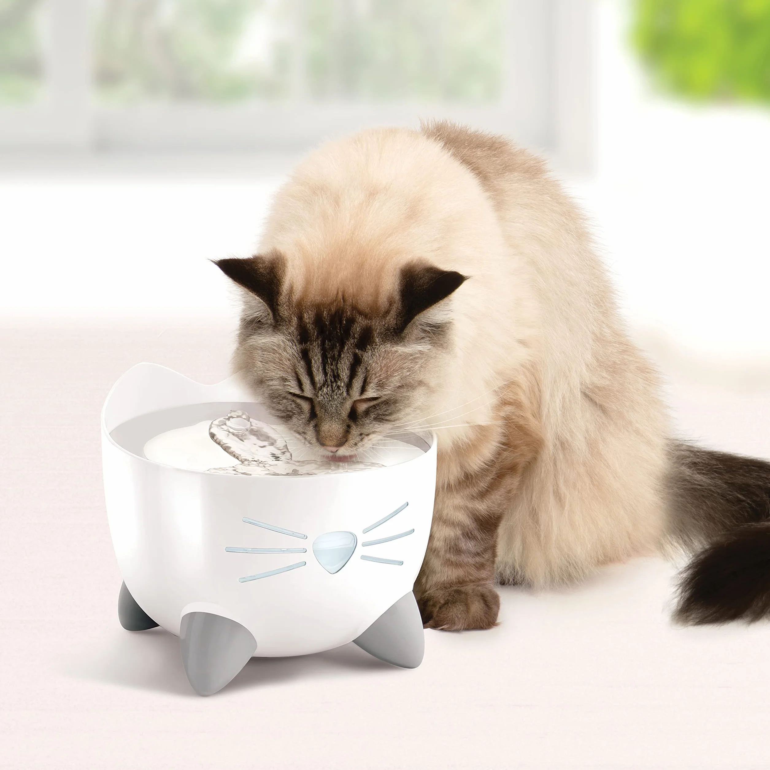 Catit Pixi Fontaine en Acier Inoxydable pour Chats, 2,5 l, Blanc