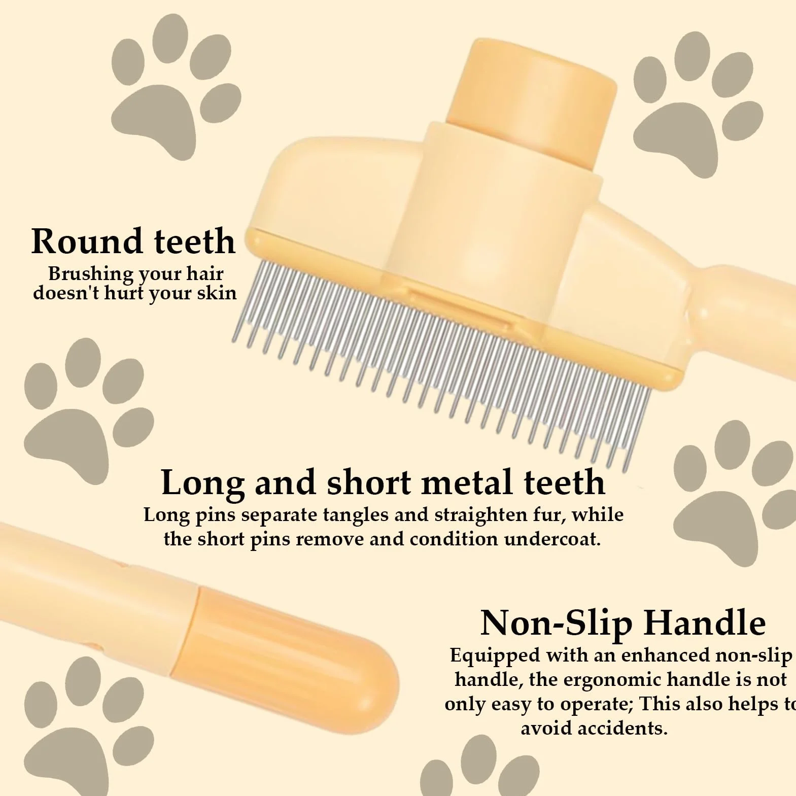 Peigne à dents en acier inoxydable pour chats et chiens, lot de 2, brosses autonettoyantes multi-usages