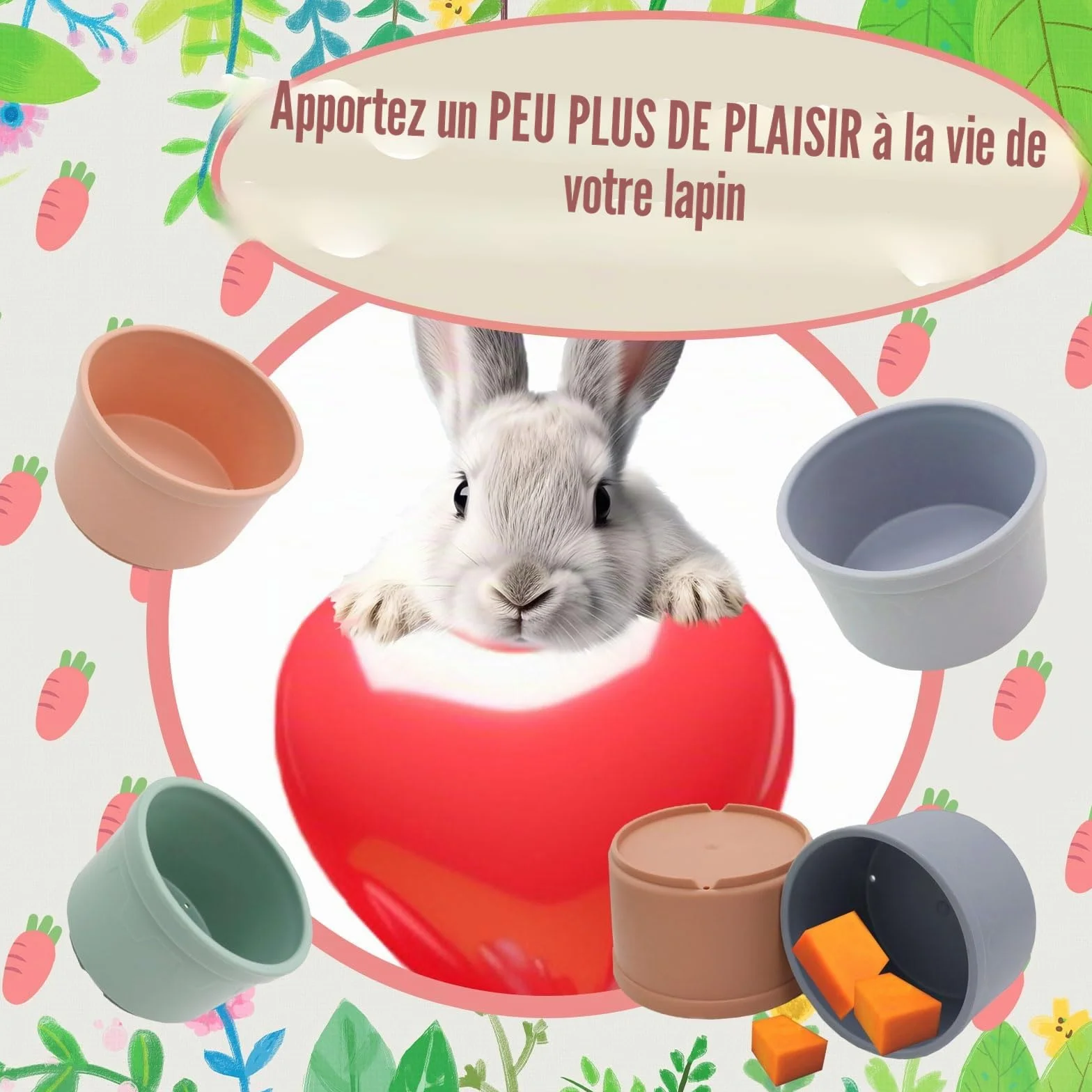 Gobelets Empilables pour Lapin Jouets d'Exercice et de Fourrage 8 PCS