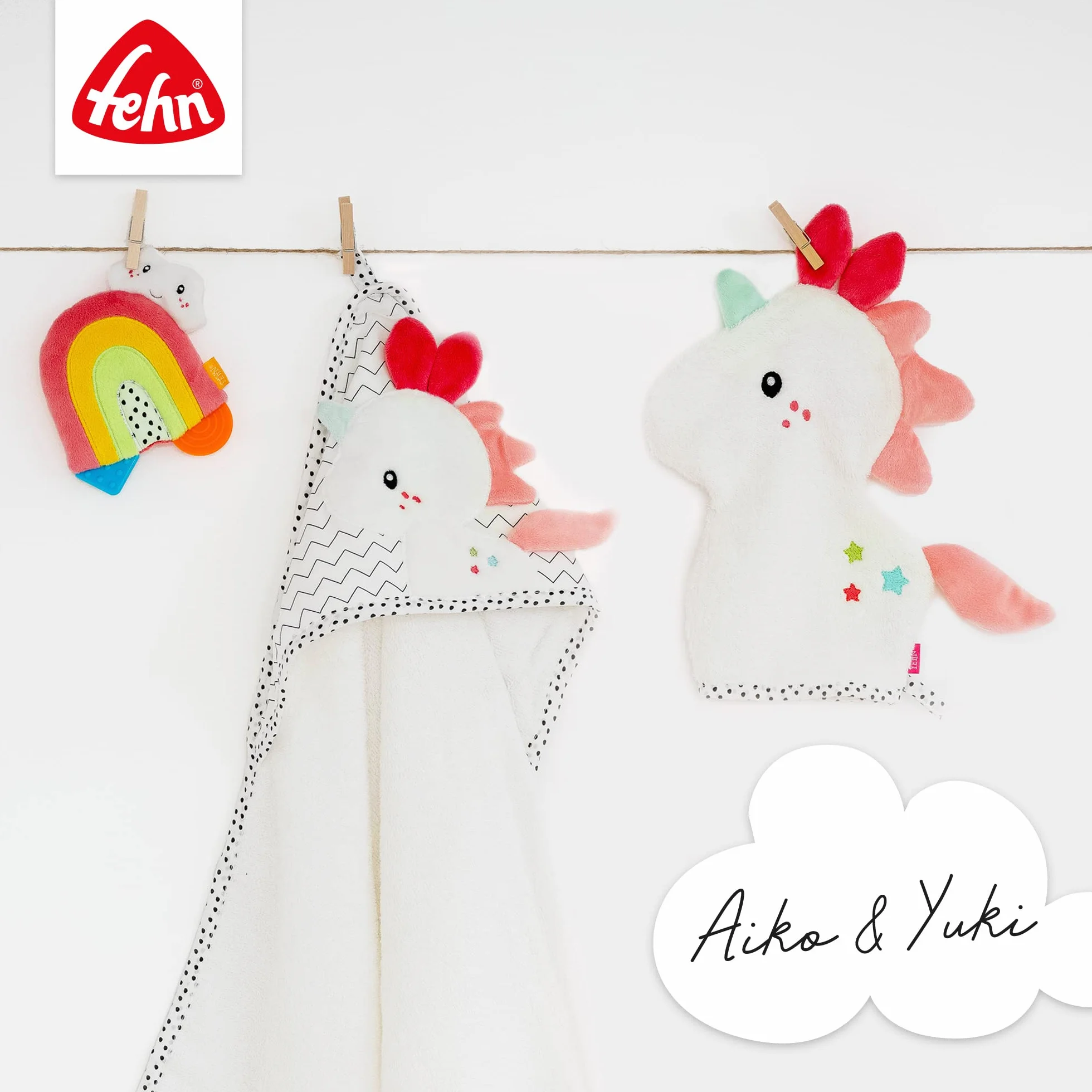 Fehn Aiko et Yuki Mobile musical pour bébé avec animaux mignons Mélodie Berceuse de Mozart – Jouet musical mobile 0-5 mois