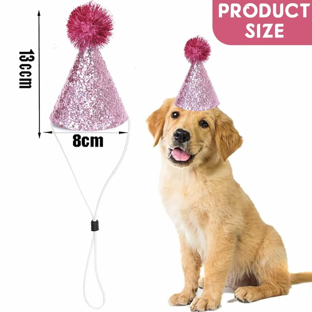 2 Pièces Chapeau D'Anniversaire De Chat, Chapeaux De Fête De Chien Chapeaux De Chats Multicolores Mignon Chiot Chapeau De Fête Avec Pompons Réglable Chapeaux D'Anniversaire De Chien Chapeaux D