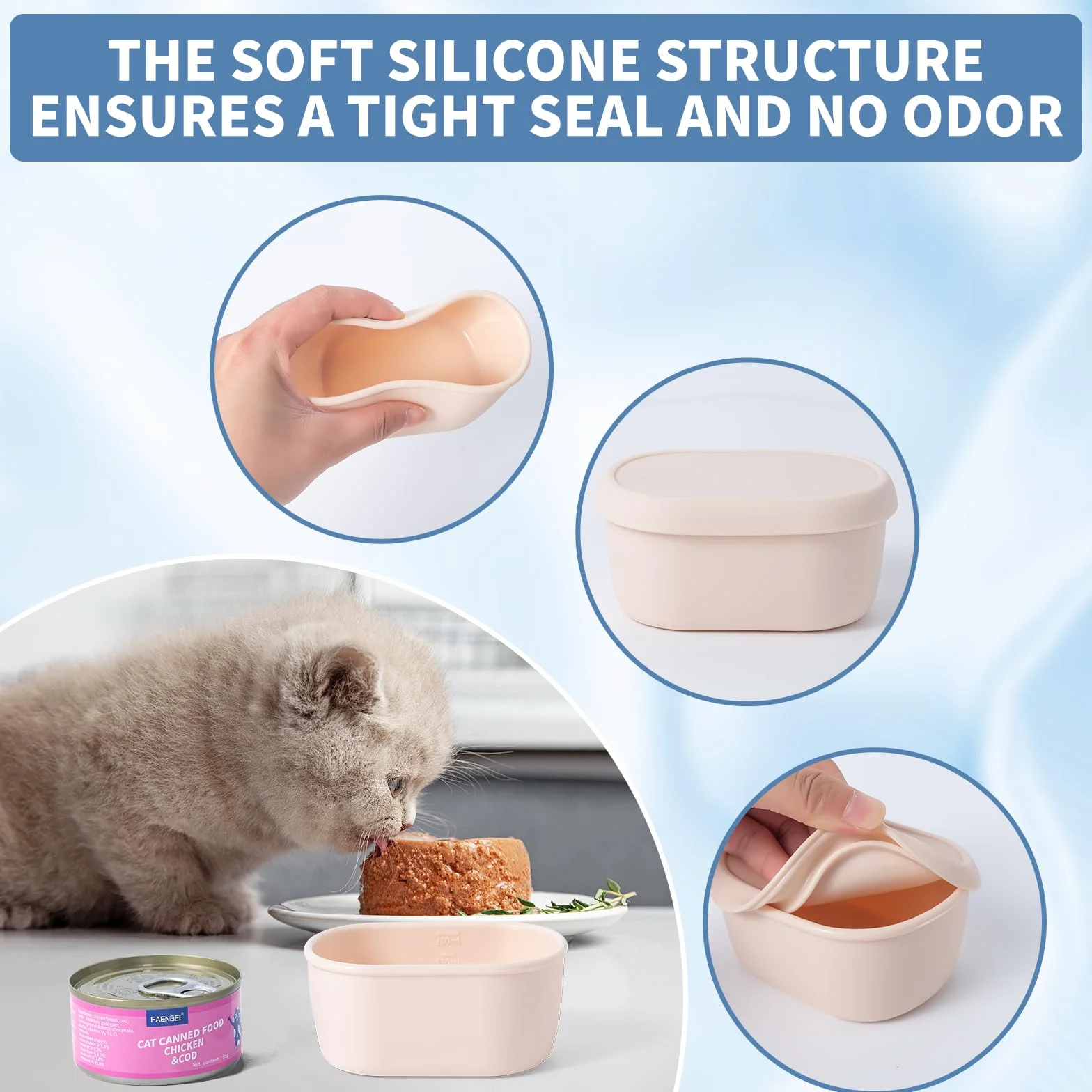 SLSON 2 Pièces Couvercle Silicone pour Boîte de Conserve Chat Chien 3oz