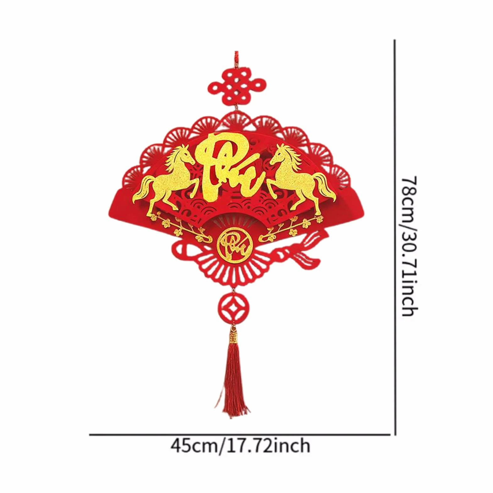 Pendentif année du Cheval 2026 - Signe du Zodiaque Chinois - Ornement Festif