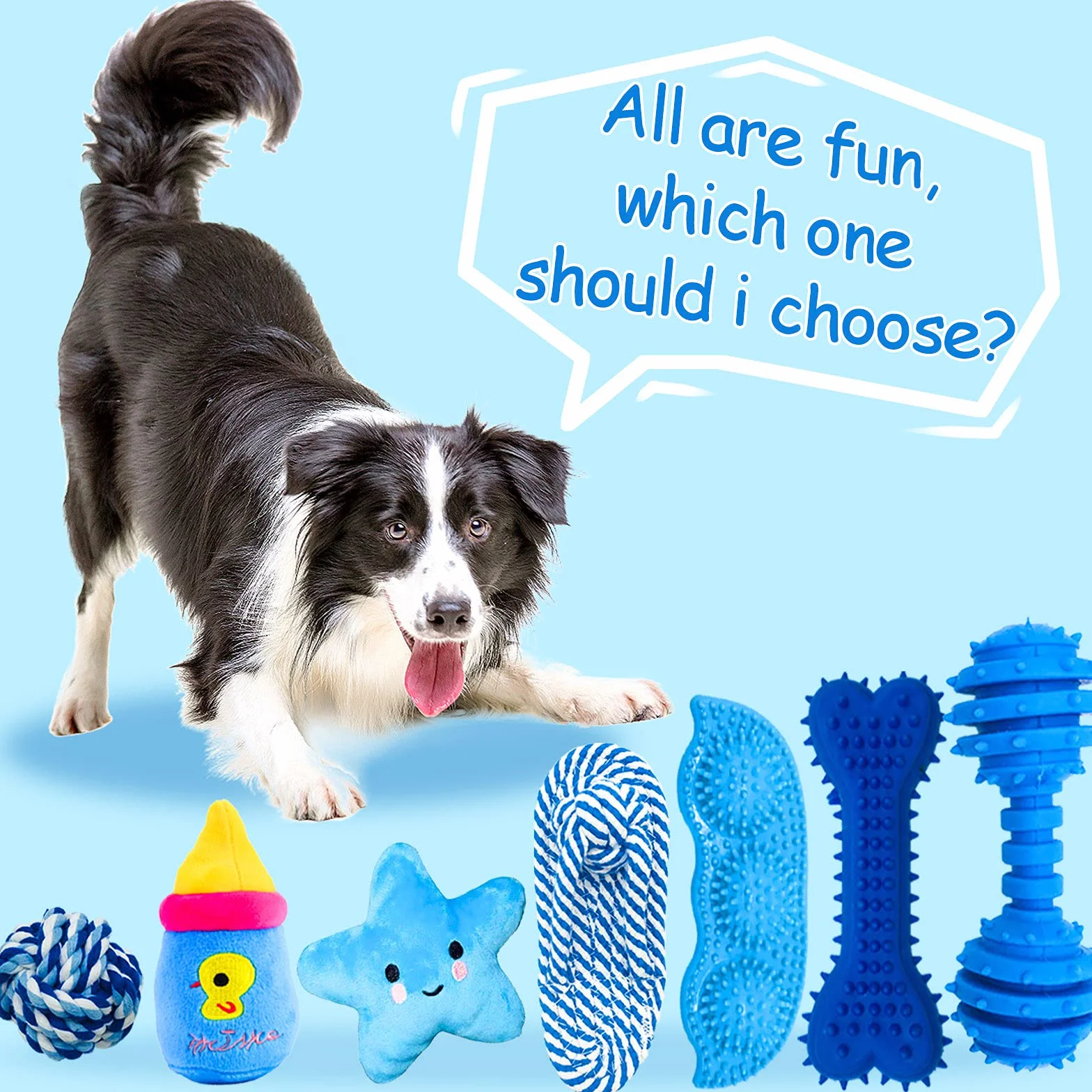 Ensemble de Jouets durables pour Chiens - Corde Jouet Solitude Petits et Moyens Chiens Cadeau Coton Naturel Non Toxique (Bleu)
