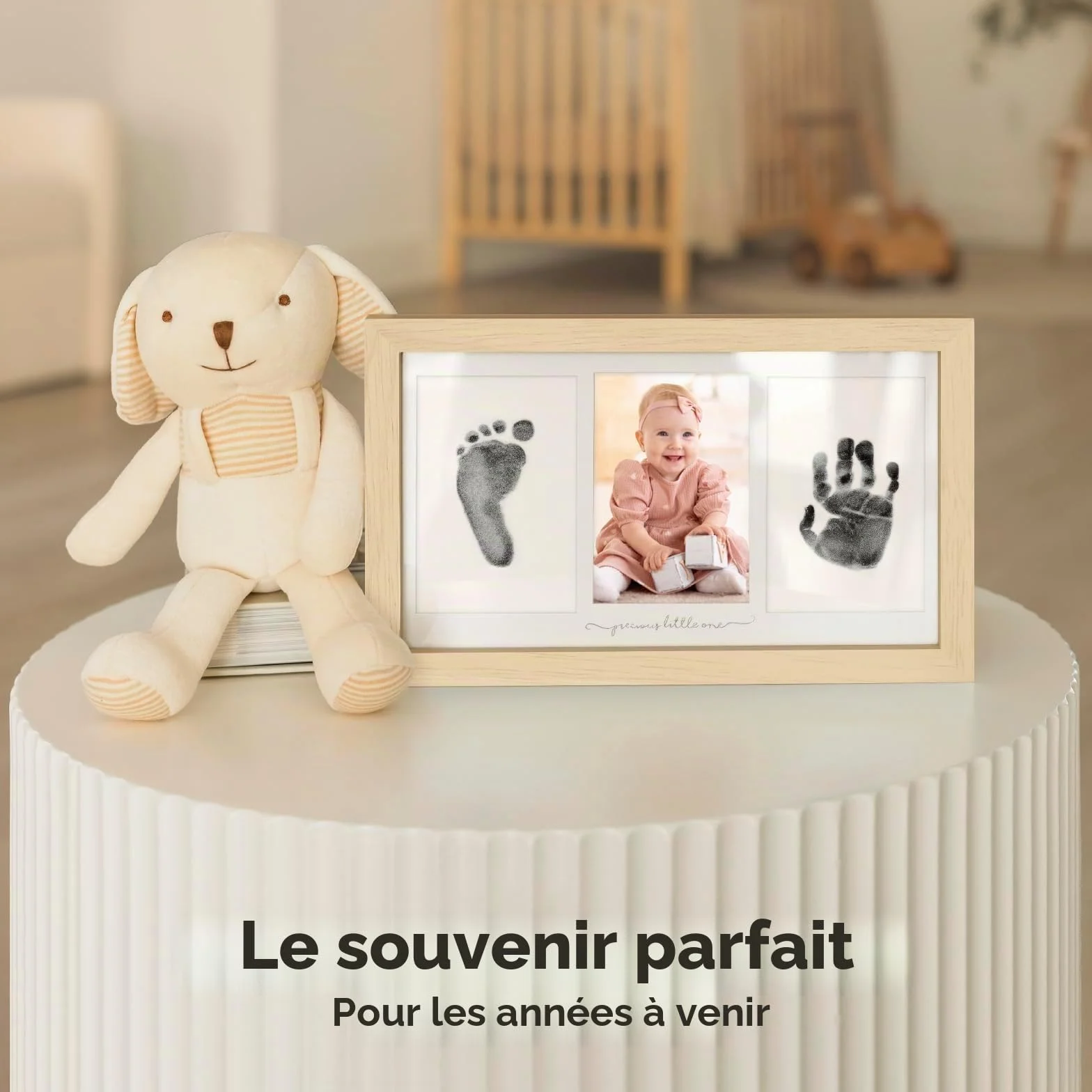 KeaBabies Ensemble d'empreintes de main et de pieds de bébé - Tampon encreur Clean Touch pour nouveau-né, cadre photo empreinte main Fabre (Ash Wood)
