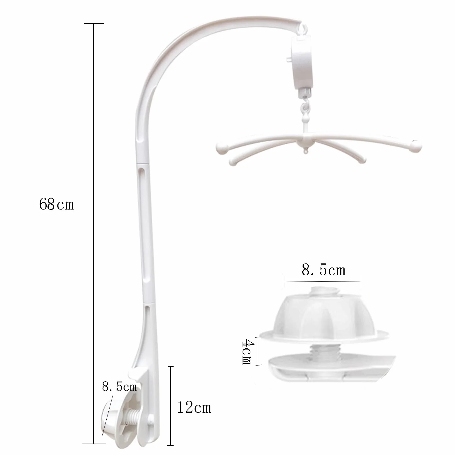 Support Mobile pour Lit Bébé 68 cm avec Boîte à Musique Légère