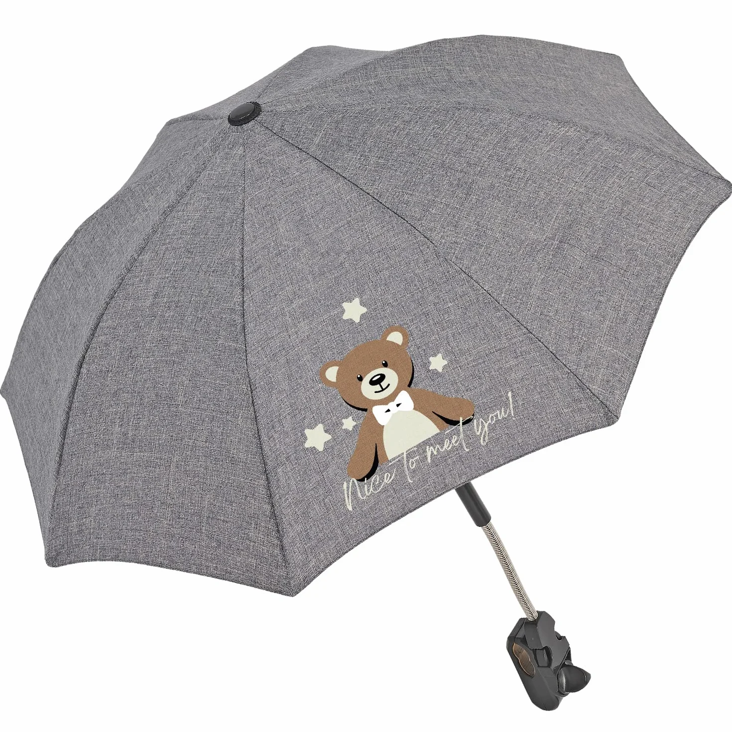 Perletti Parapluie Poussette Universel Gris Pliable Ombrelle Anti UV 68 cm