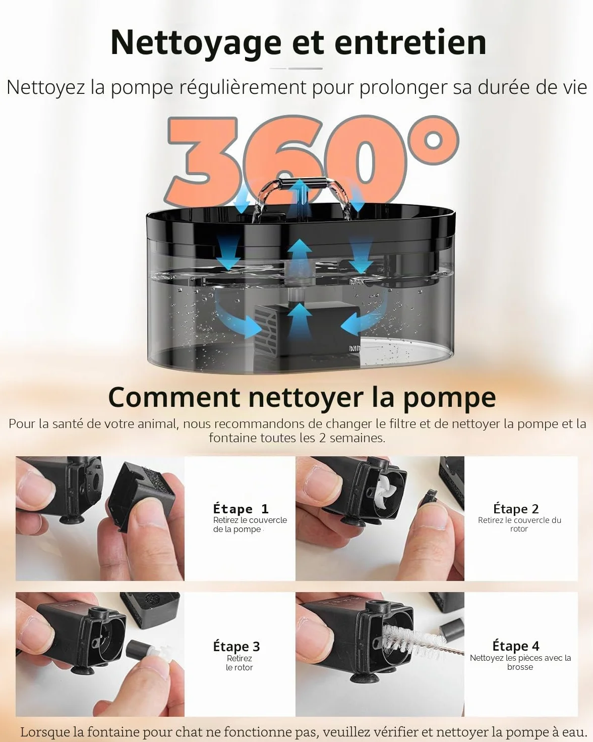 Fontaine à Eau Automatique pour Chat 2,2L avec LED Silencieuse