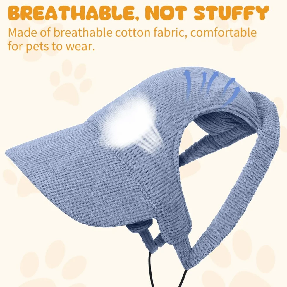 OFFCUP Casquette de Baseball pour Chien, Réglable Chapeau de Soleil Protection Chiens Chapeau de Sport Trous Adjustable Chapeaus D'extérieur Été pour Animal de Compagnie (XL,Bleu)