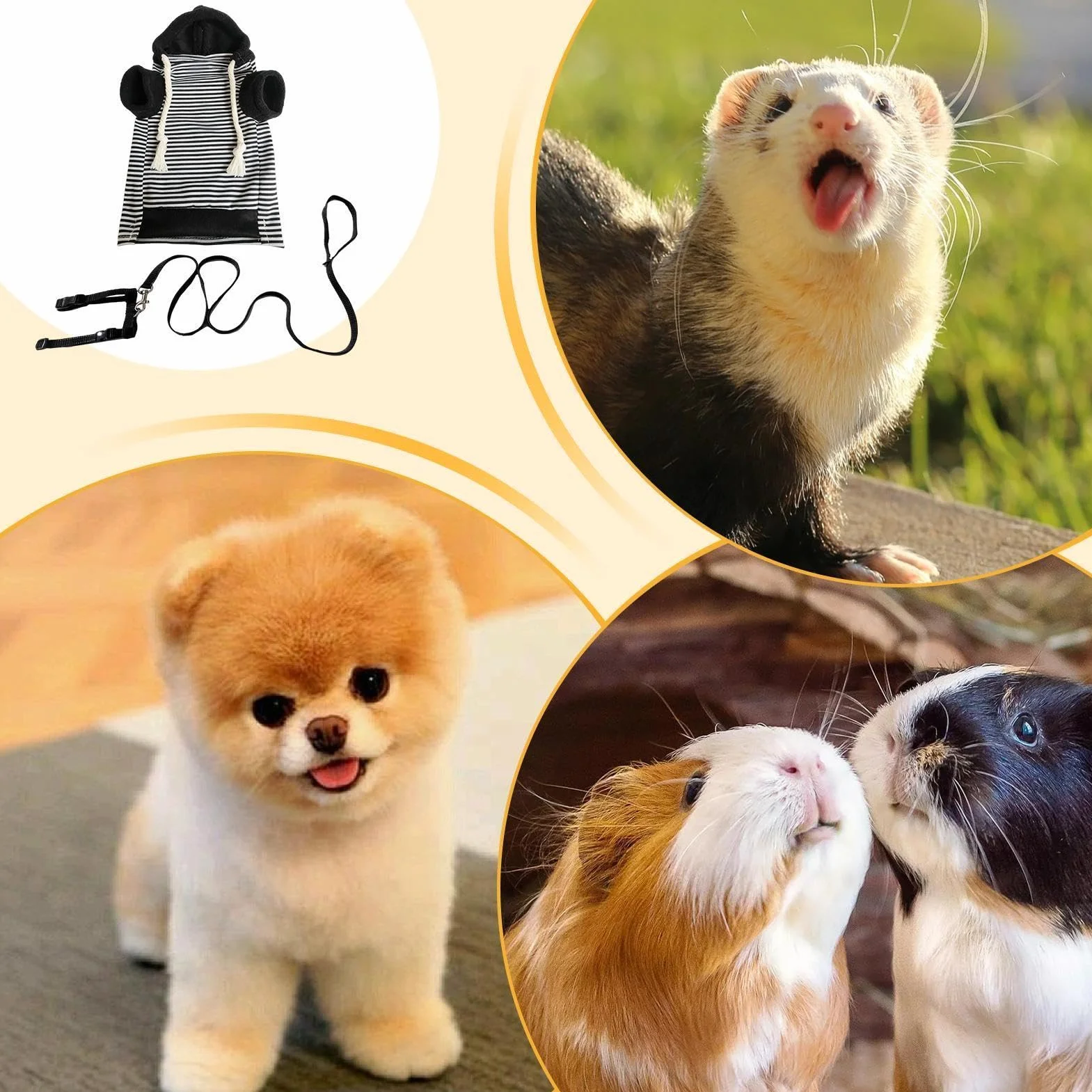 Vêtements pour Furet avec Harnais - Tenue Chaude et Douce pour Hamster, Écureuils, Chihuahuas, Chats