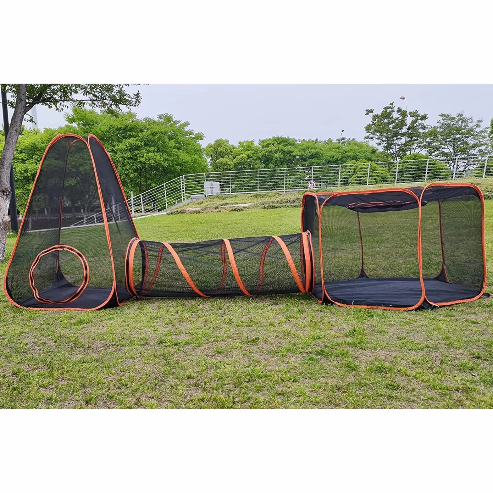 Enclos d'extérieur pour chat Tente portable 6 en 1 Parc tunnel intérieur extérieur pour chats lapins furets petits animaux