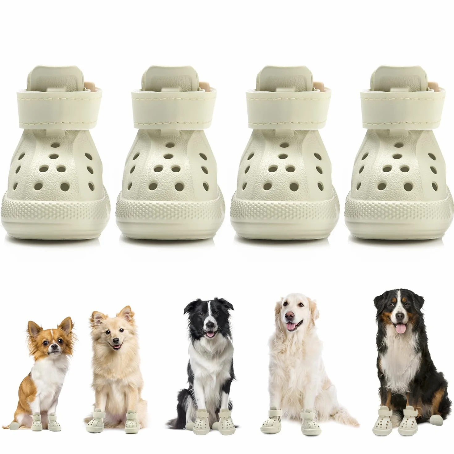 SlowTon Chaussures pour Chiens pour pavé Chaud, Sandales pour Chiens Respirantes antidérapantes avec Bandes réfléchissantes, faciles à Mettre et à enlever, faciles à Nettoyer