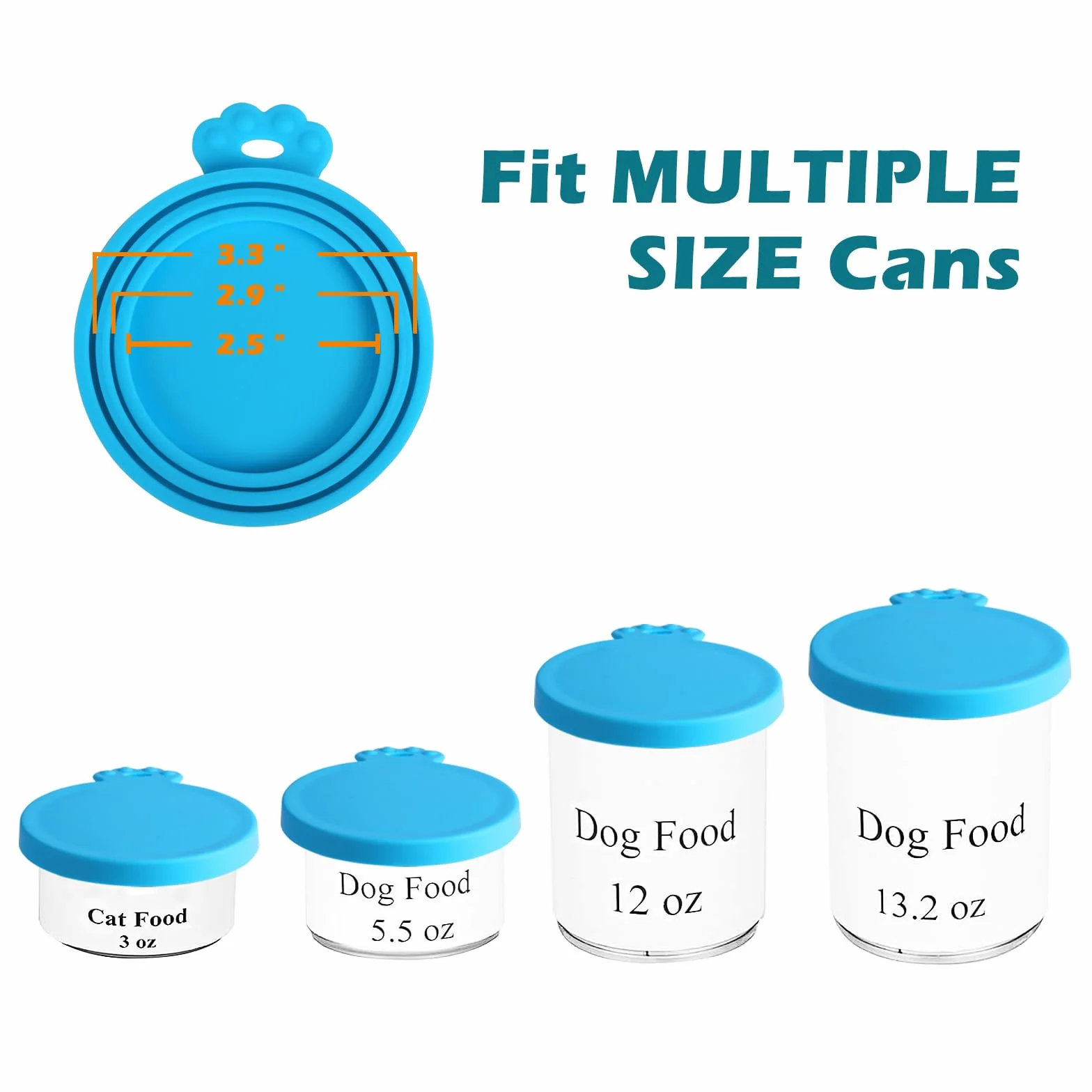 PetBonus Couvercles en Silicone Sans BPA pour Boîtes de Nourriture pour Animaux, Lot de 2 Pièces Universel, 1 Couvercle Idéalement pour 3 Tailles Standard de Conserves (bleu,bleu