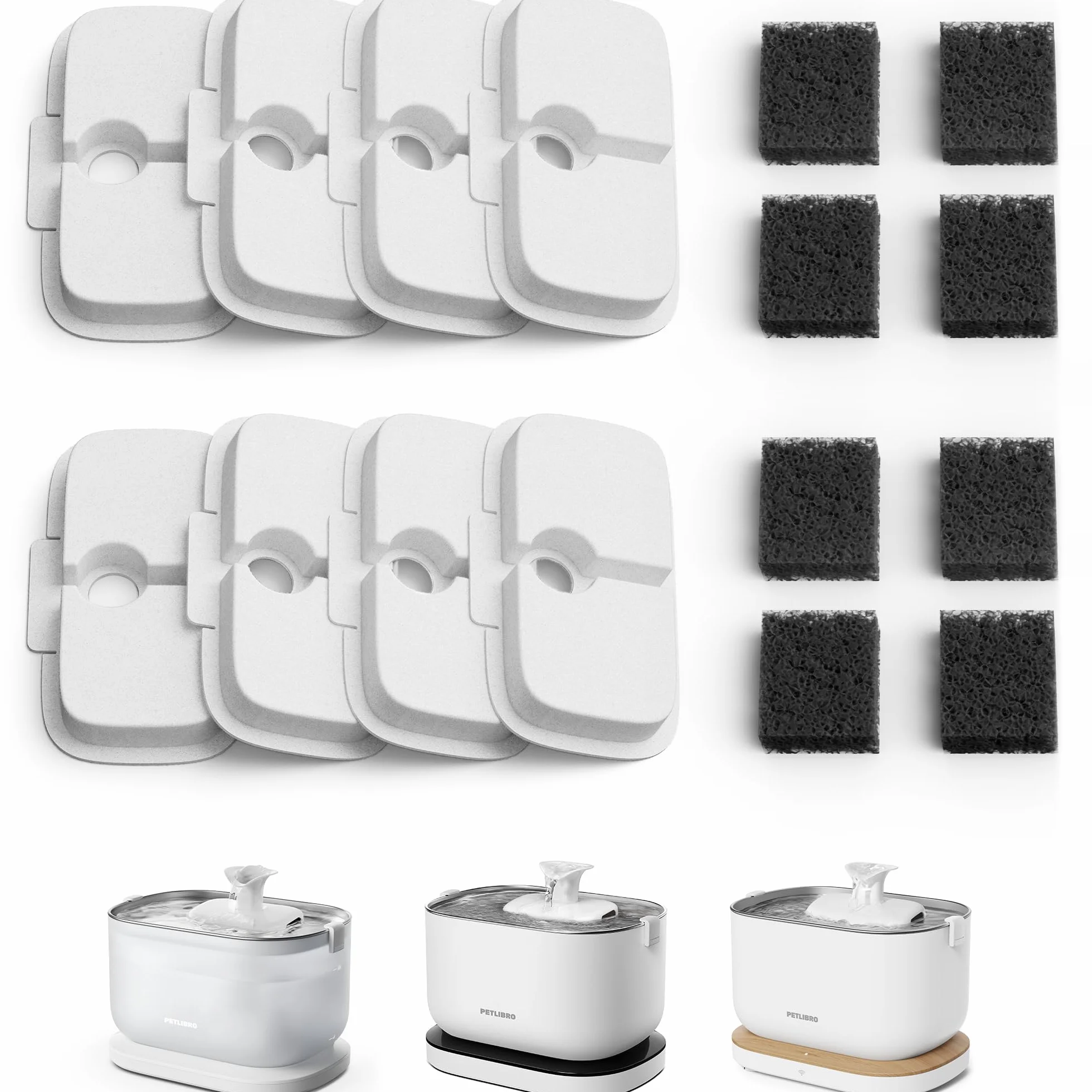 PETLIBRO Lot de 8 Filtres pour Fontaine à Eau pour Chat PLWF005 PLWF115 PLWF105 Kit 4 Mois