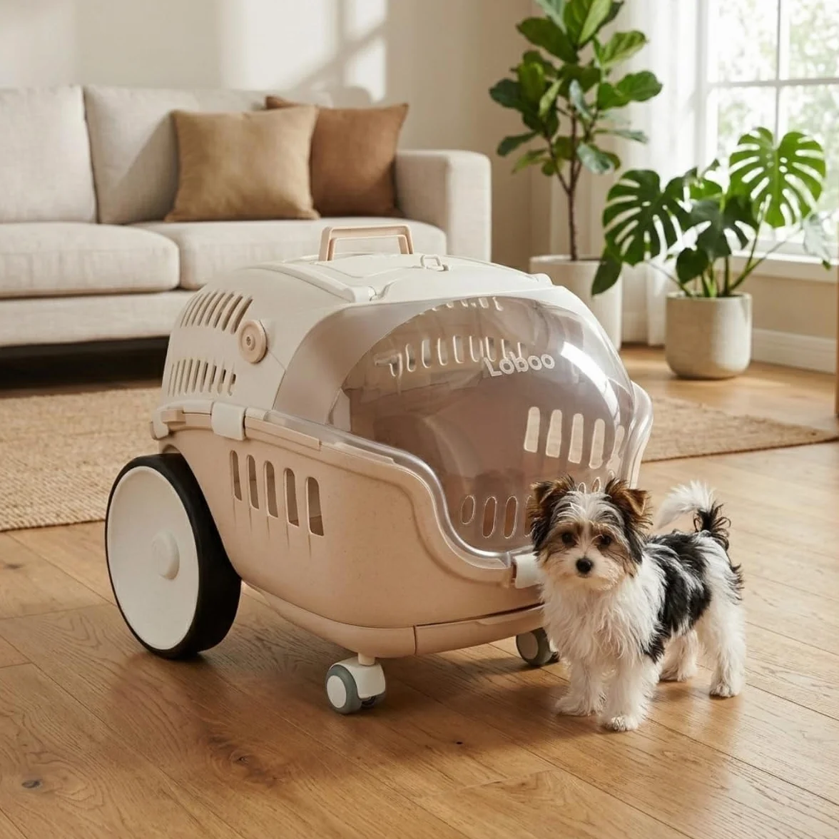 LOBOO Sac de Transport pour Petits Animaux Bubble Sand Convertible en Lit avec Dôme Haute Visibilité
